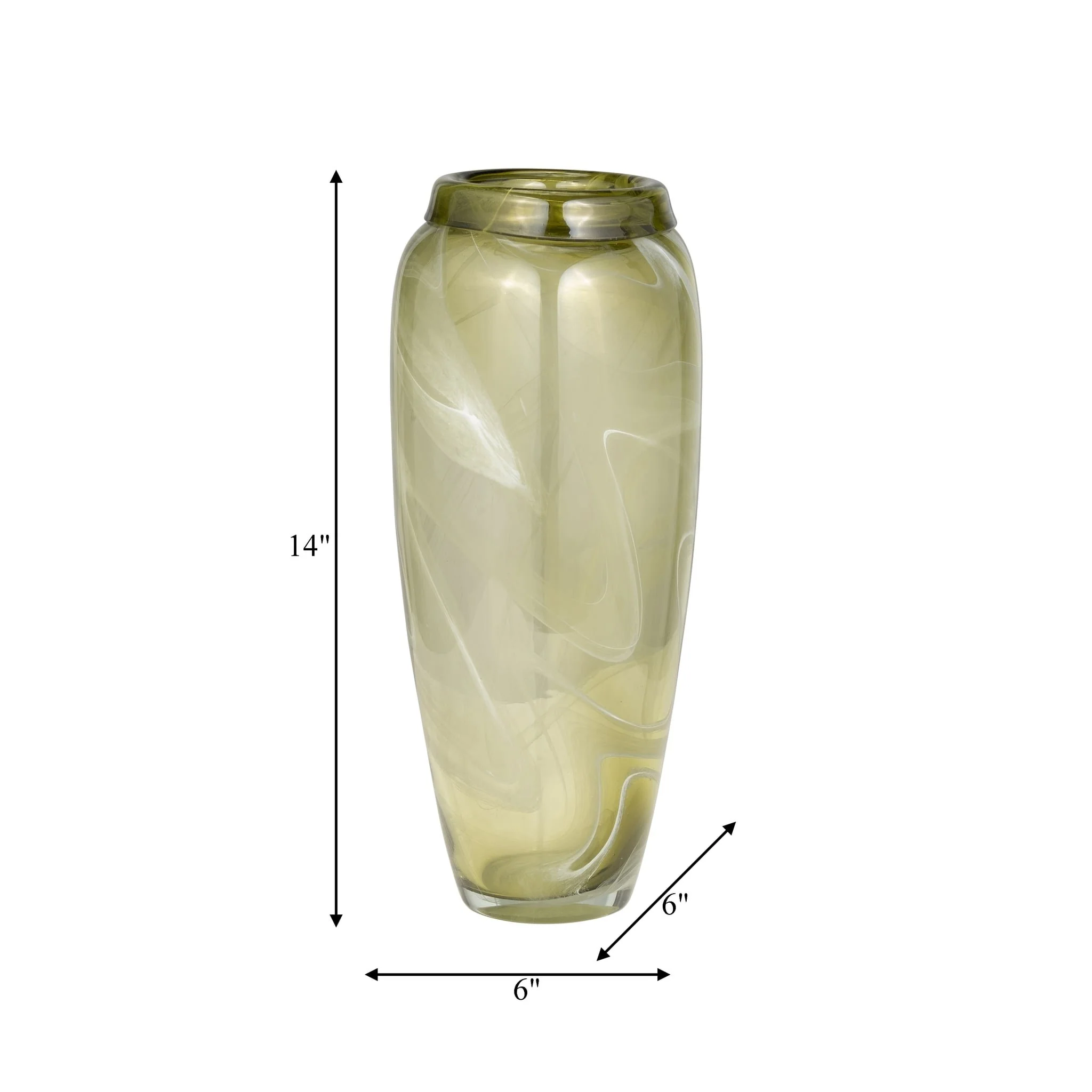 Glass, 14" Vase Green Swirl - Image 9