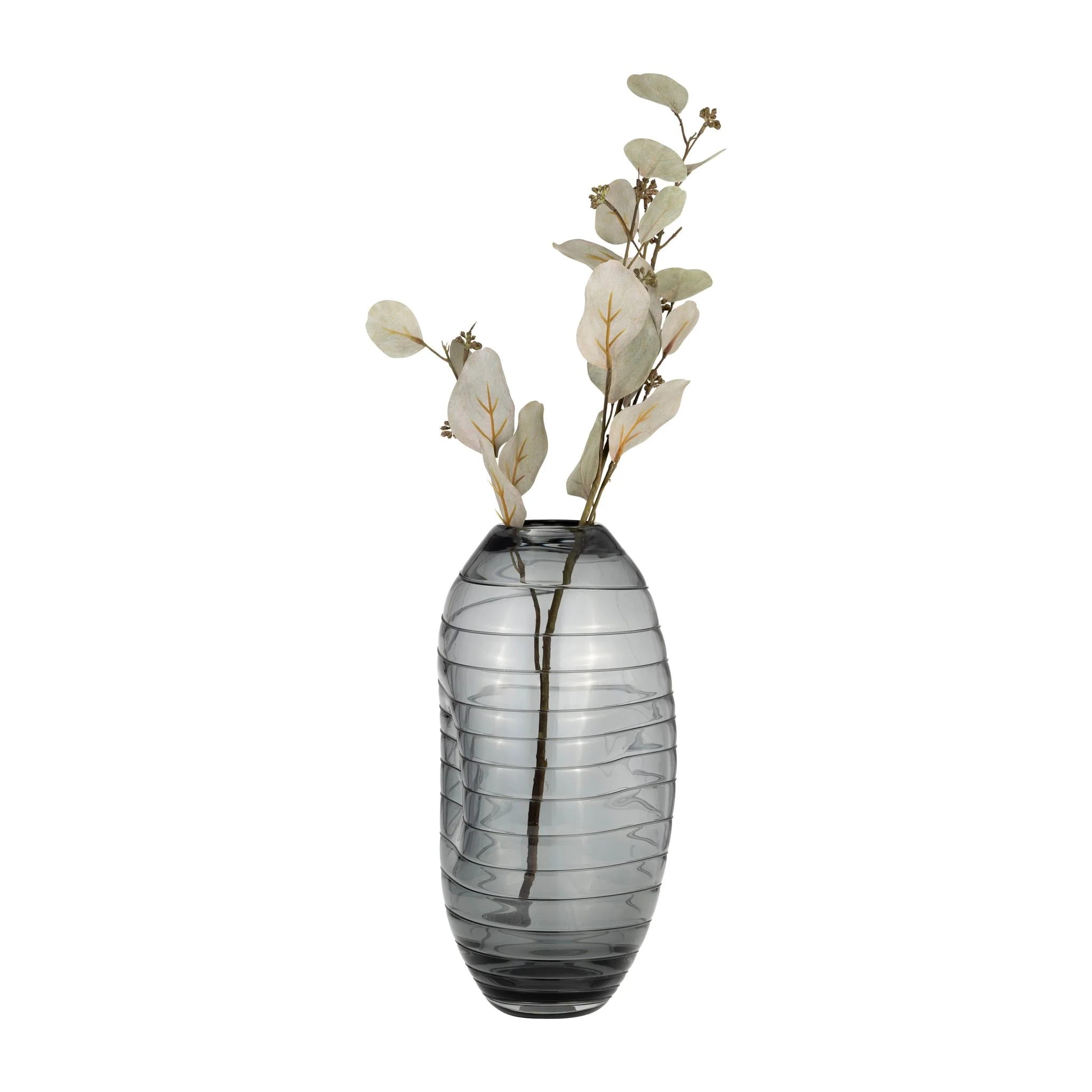 Glass, 14"h Pinched Vase, Smoke - Image 4