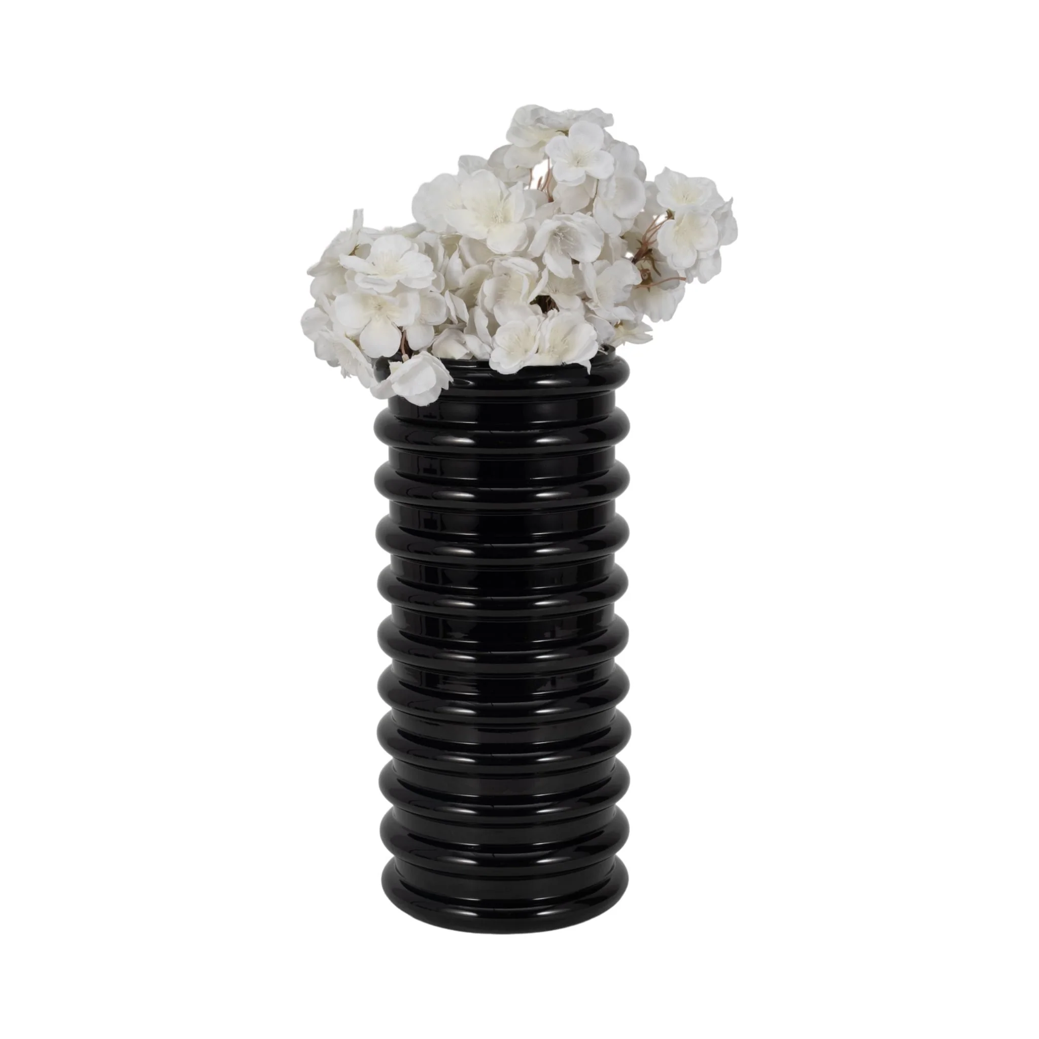 Glass, 14"h, Scallop Vase, Black - Image 2