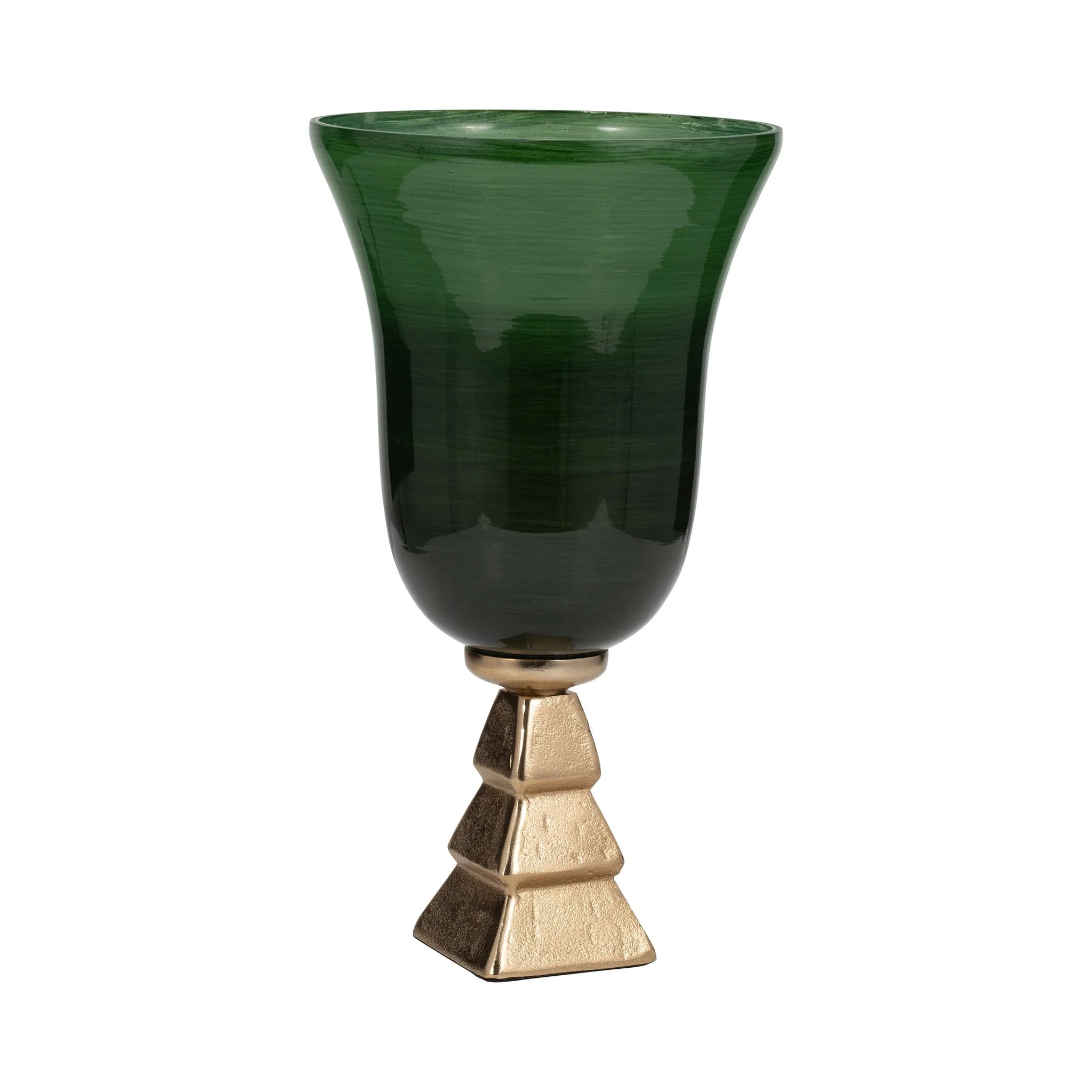 Glass, 15" 5th Ave Vase On Stand, Green/gold - Image 2