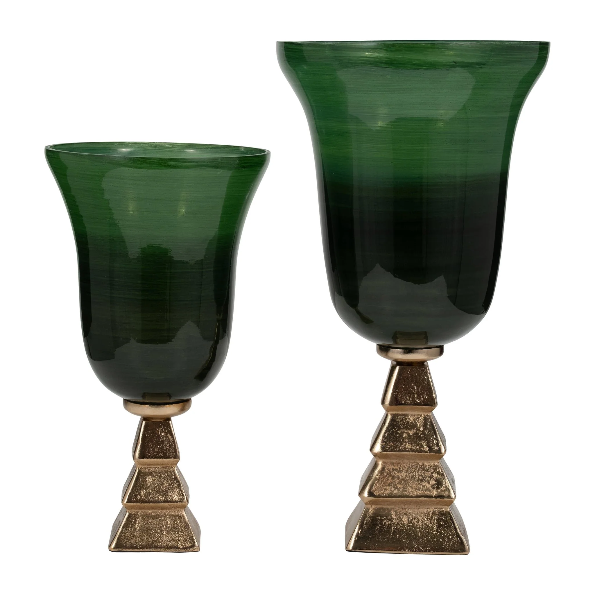 Glass, 15" 5th Ave Vase On Stand, Green/gold - Image 7