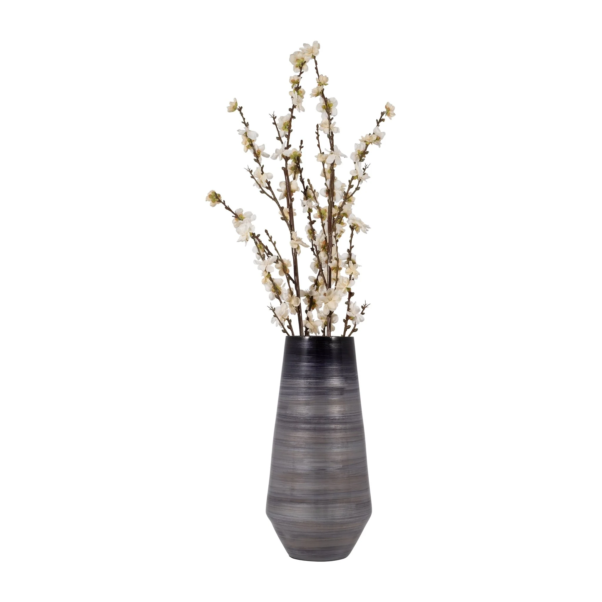 Glass, 15" Enameled Vase, Gray/black - Image 3