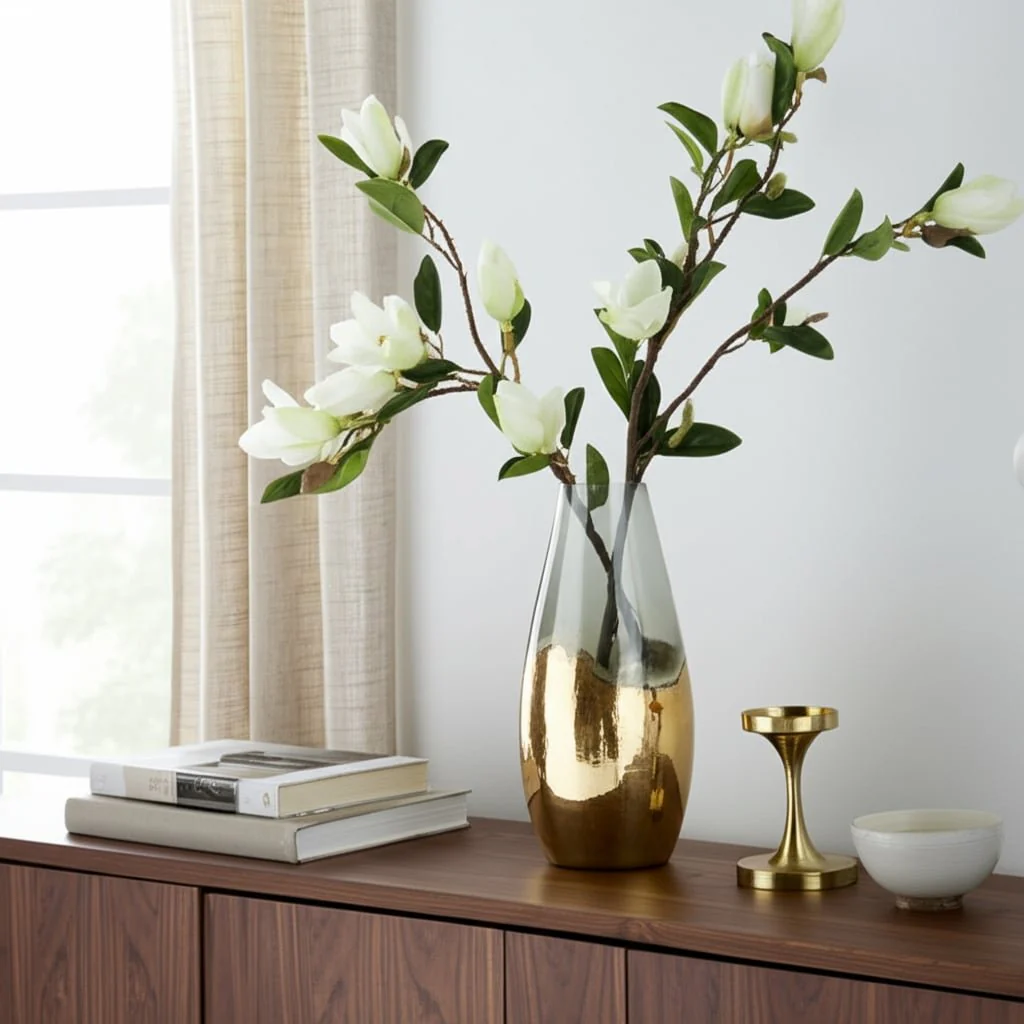Glass, 15" Gold Dipped Vase, Clear - Image 10