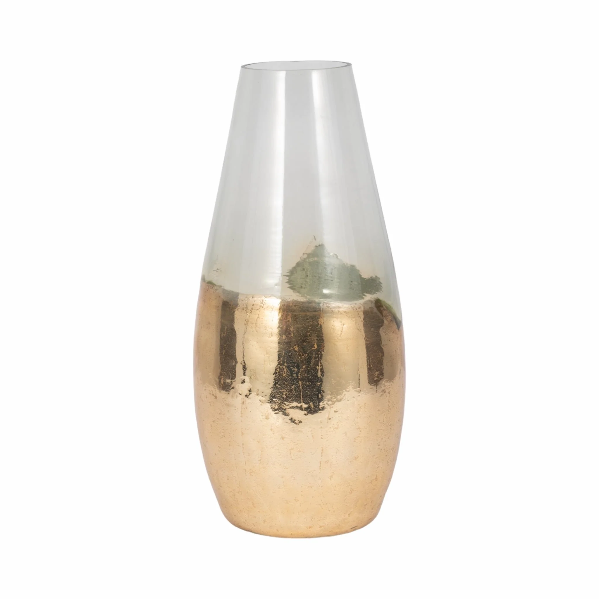 Glass, 15" Gold Dipped Vase, Clear - Image 4