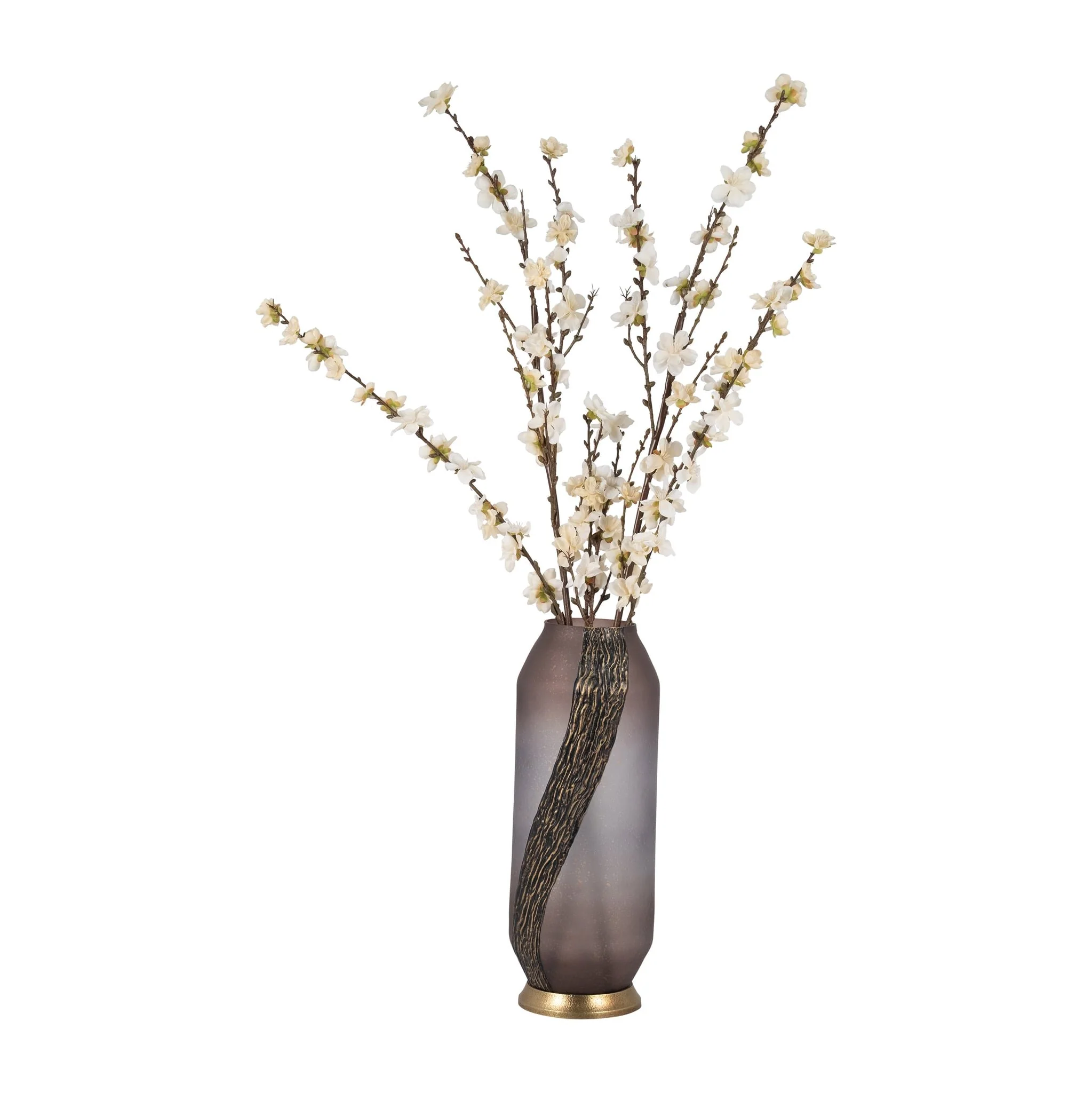 Glass, 15" Metallic Detail Vase,  Blush - Image 4