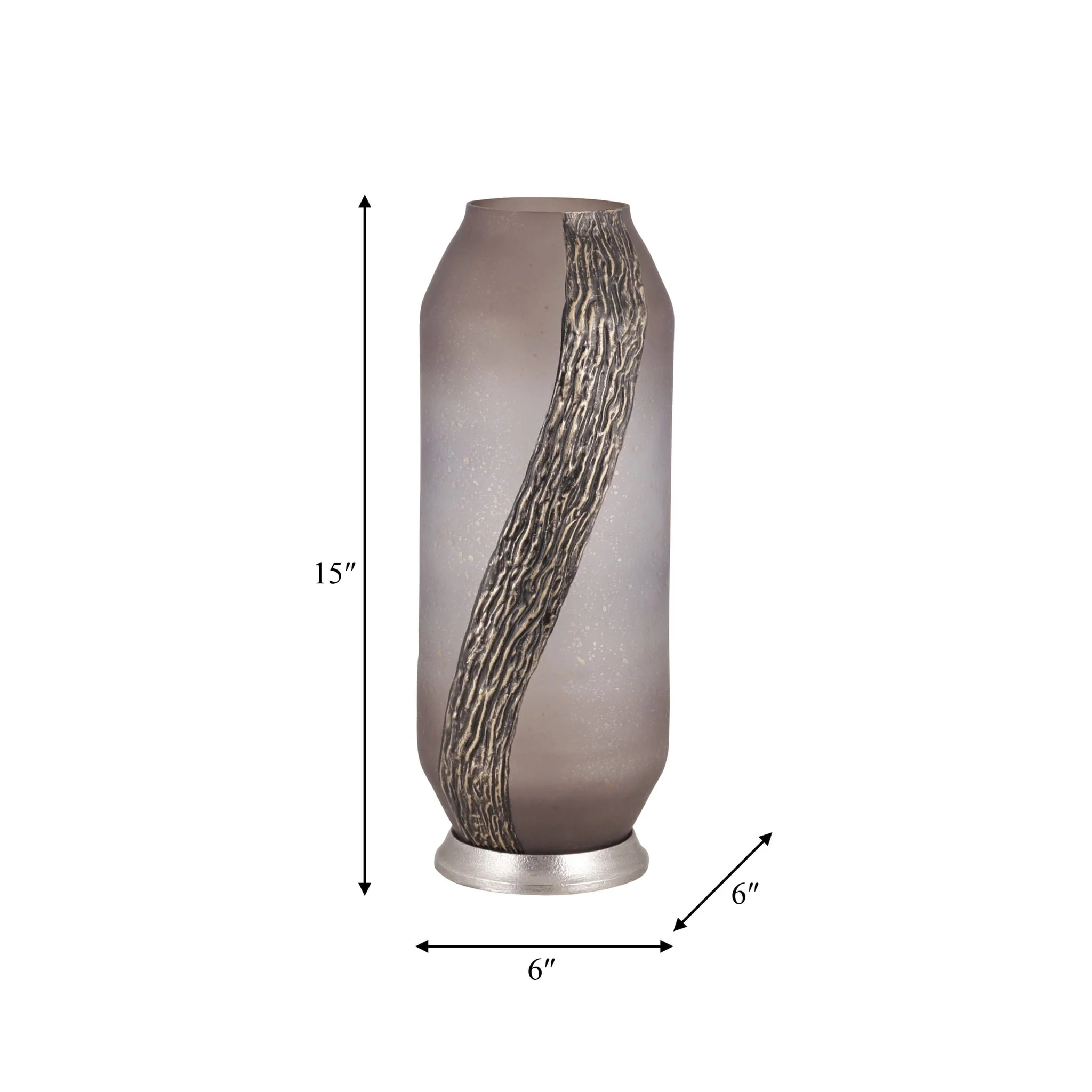 Glass, 15" Metallic Detail Vase,  Blush - Image 8