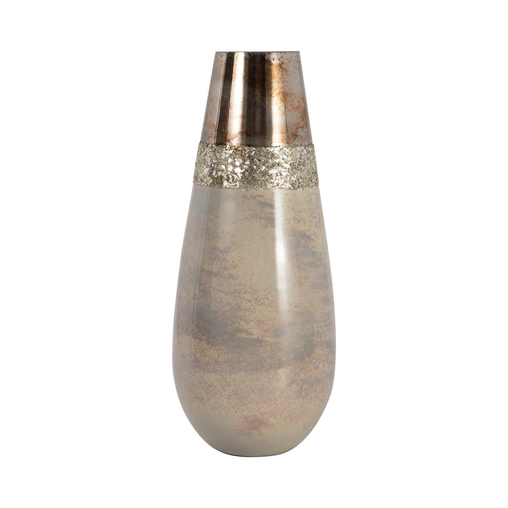 Glass, 15" Metallic Vase, Champagne - Image 3