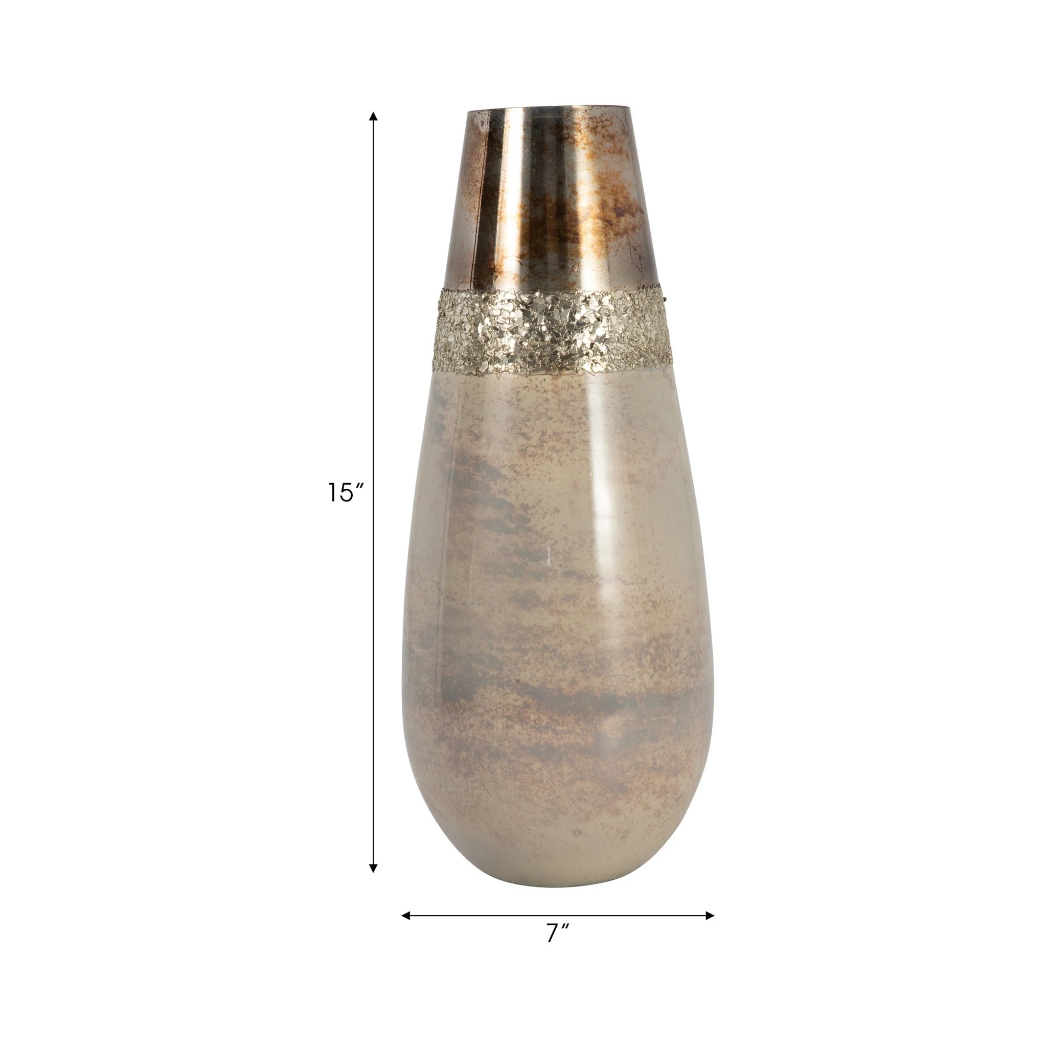 Glass, 15" Metallic Vase, Champagne - Image 9