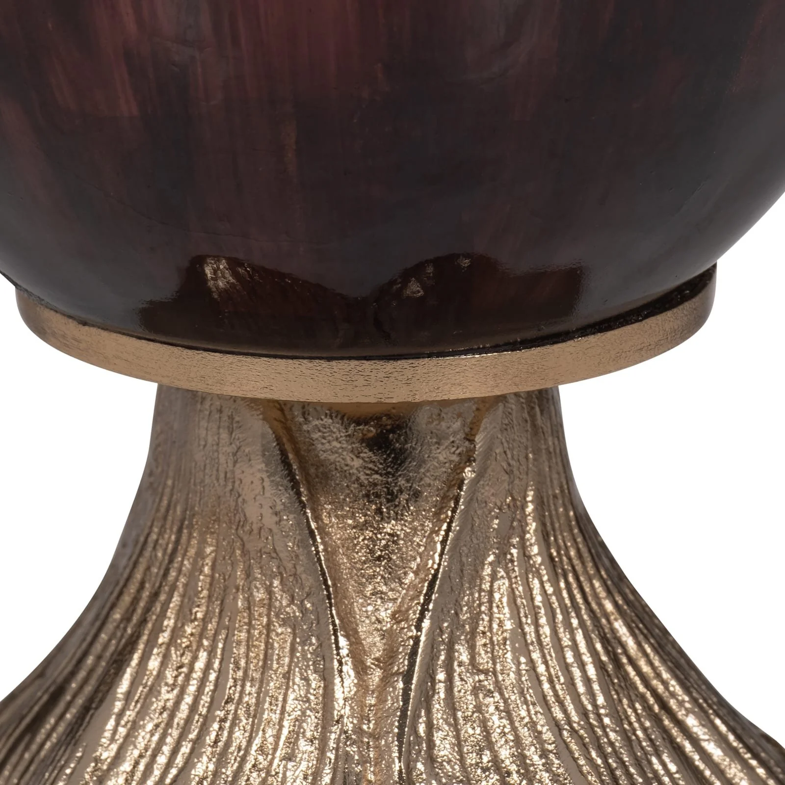 Glass, 15" Vase W/ Leaf Base, Bronze - Image 4