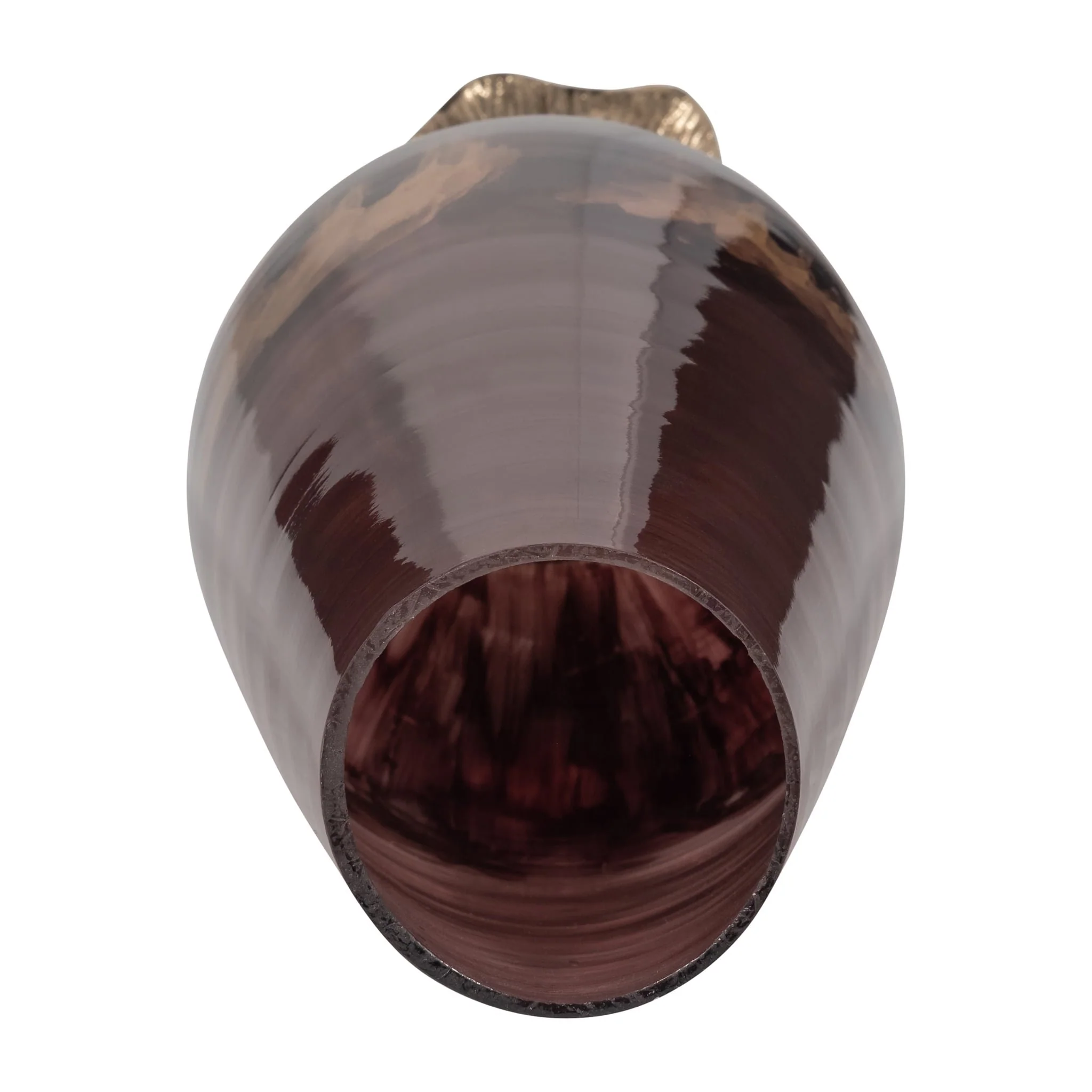 Glass, 15" Vase W/ Leaf Base, Bronze - Image 6