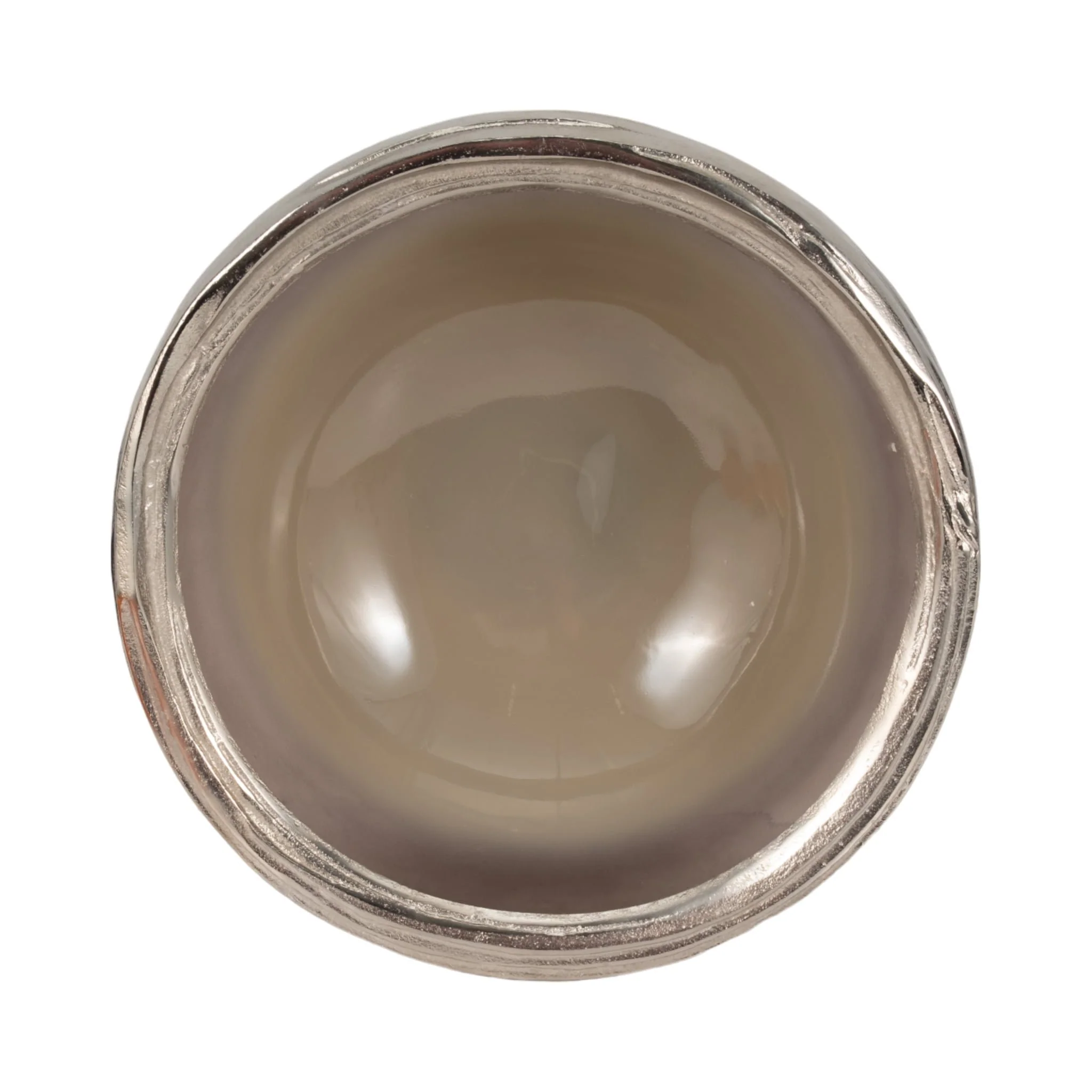 Glass, 15"d Bowl W/ Silver Base, Taupe Nickel - Image 5