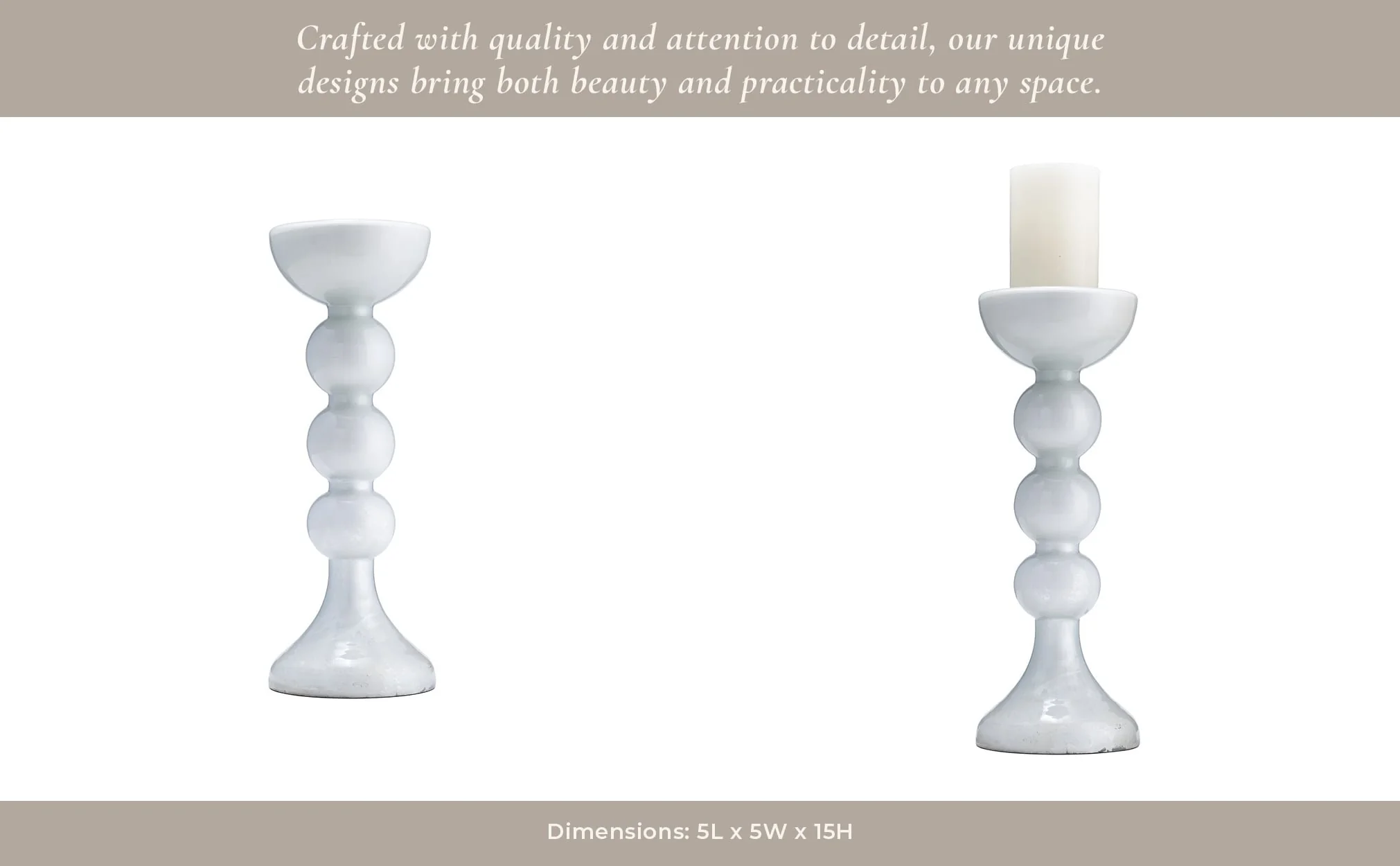 Glass, 15"h, Bubbly Candle Holder, Wht Enam - Image 11