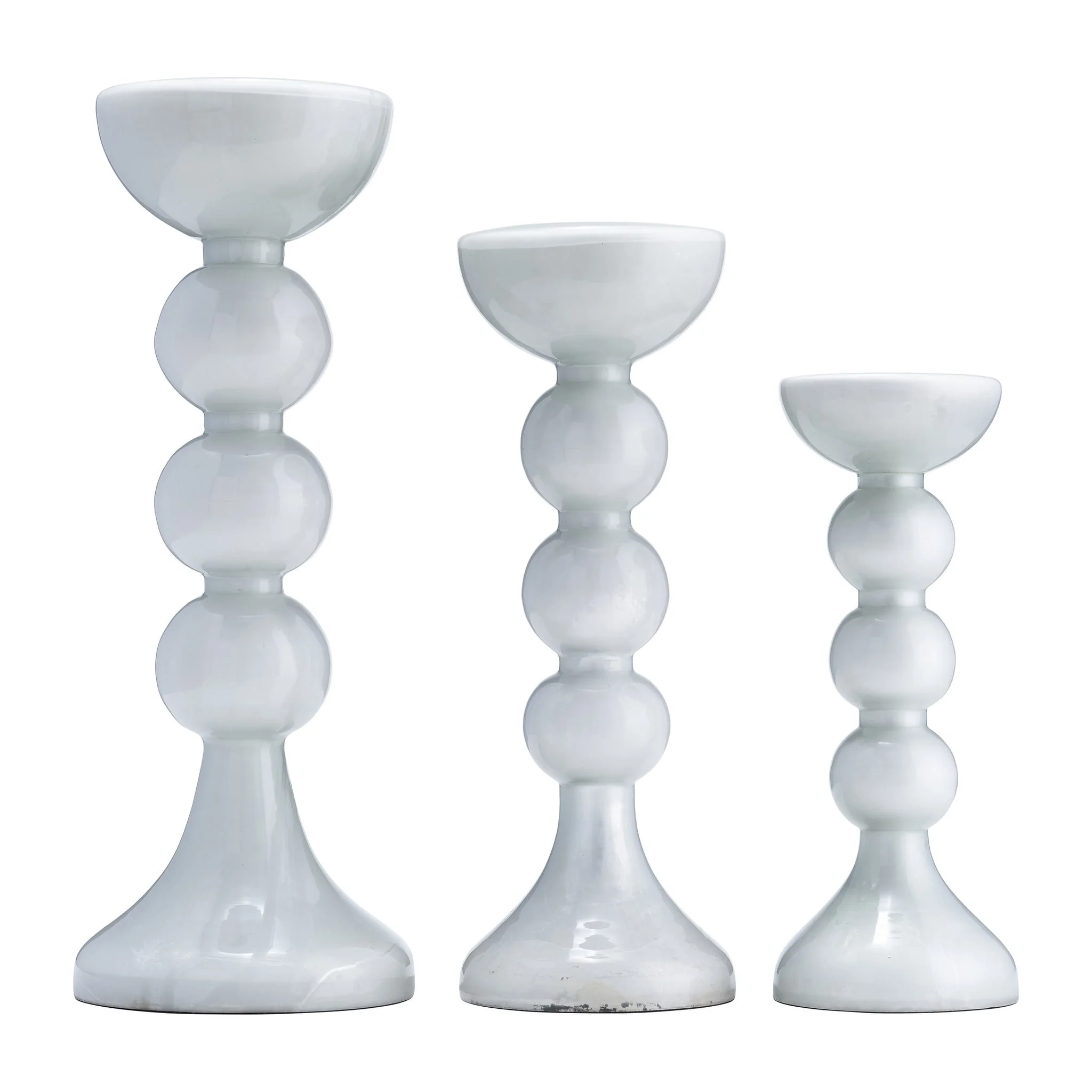 Glass, 15"h, Bubbly Candle Holder, Wht Enam - Image 5