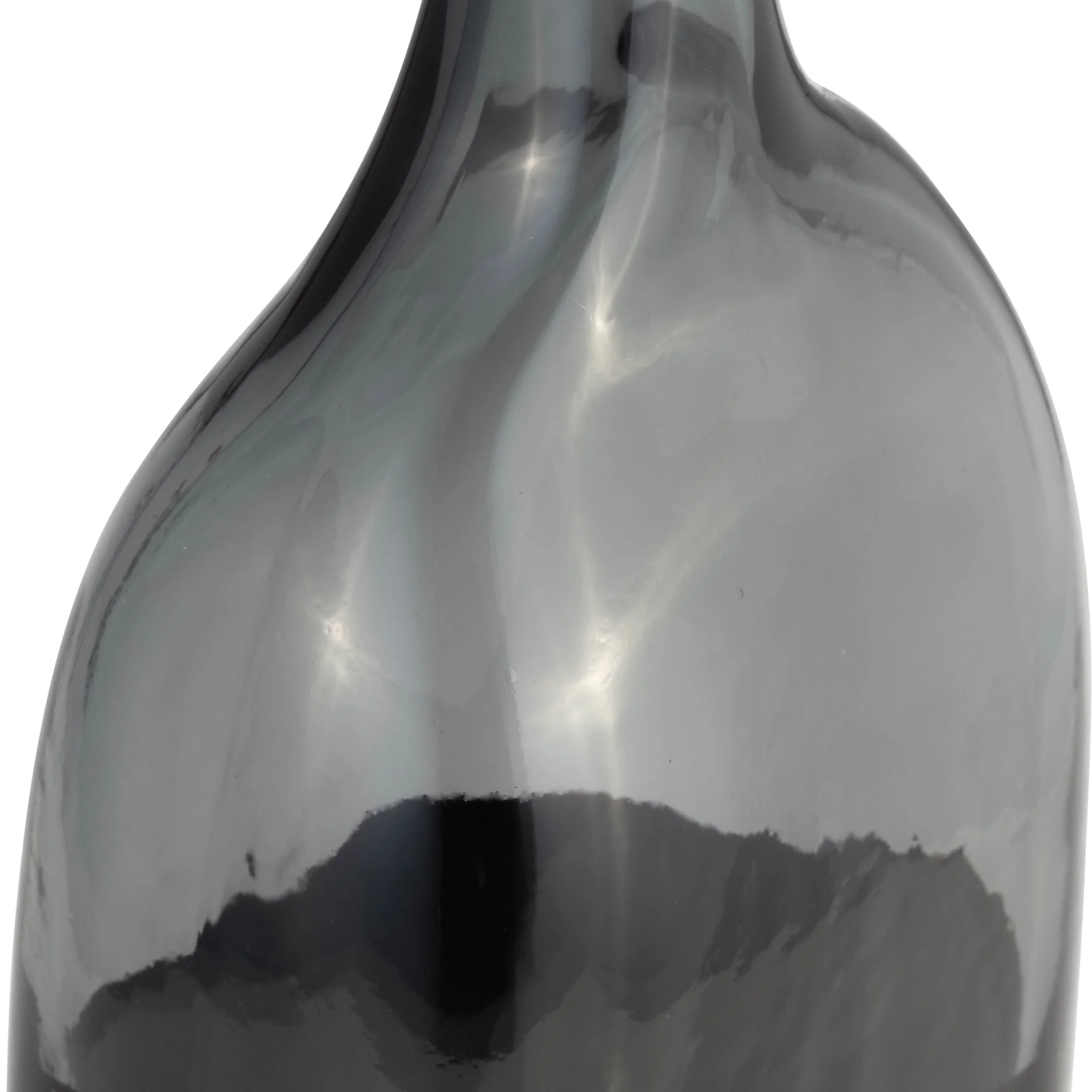 Glass, 15"h Long Neck 2-tone Vase, Smoke/black - Image 5