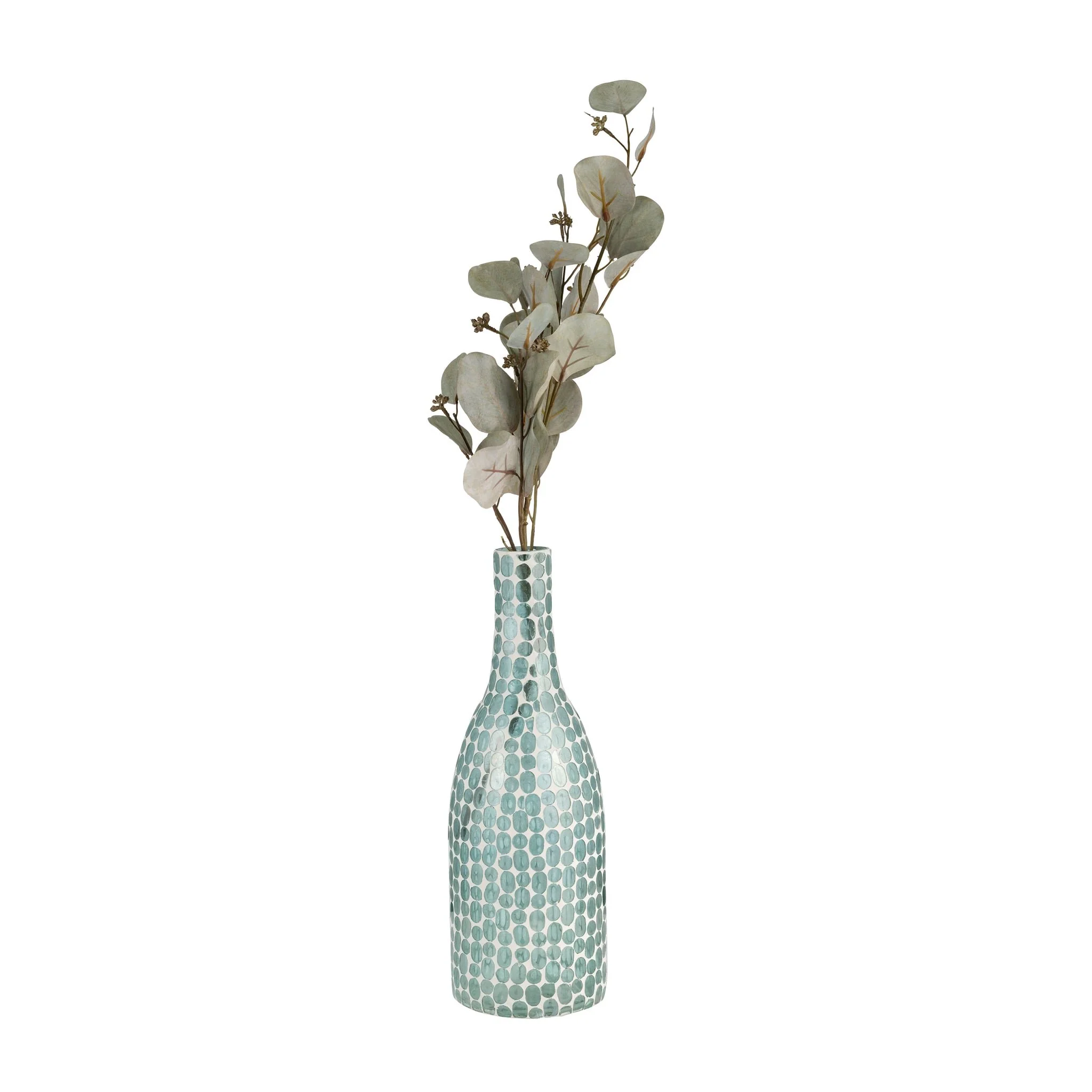 Glass, 15"h Mosaic Vase, Blue - Image 2