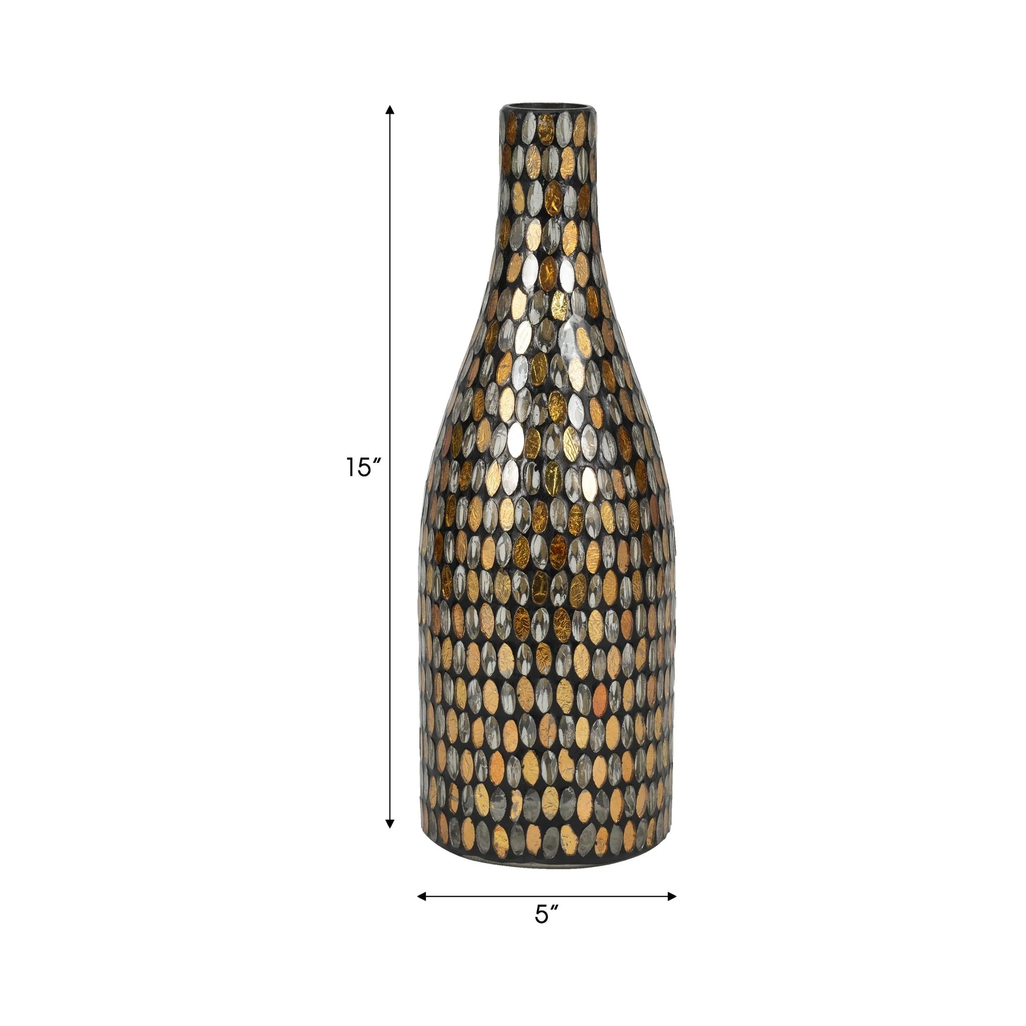 Glass, 15"h Mosaic Vase, Copper - Image 7