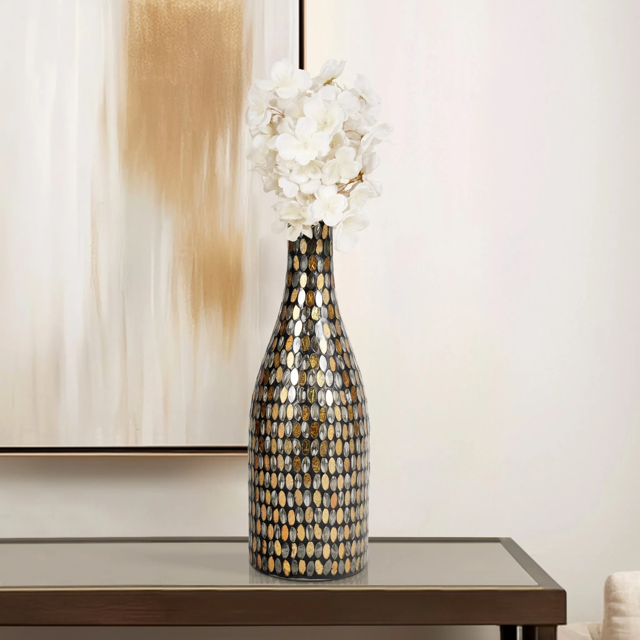 Glass, 15"h Mosaic Vase, Copper - Image 9