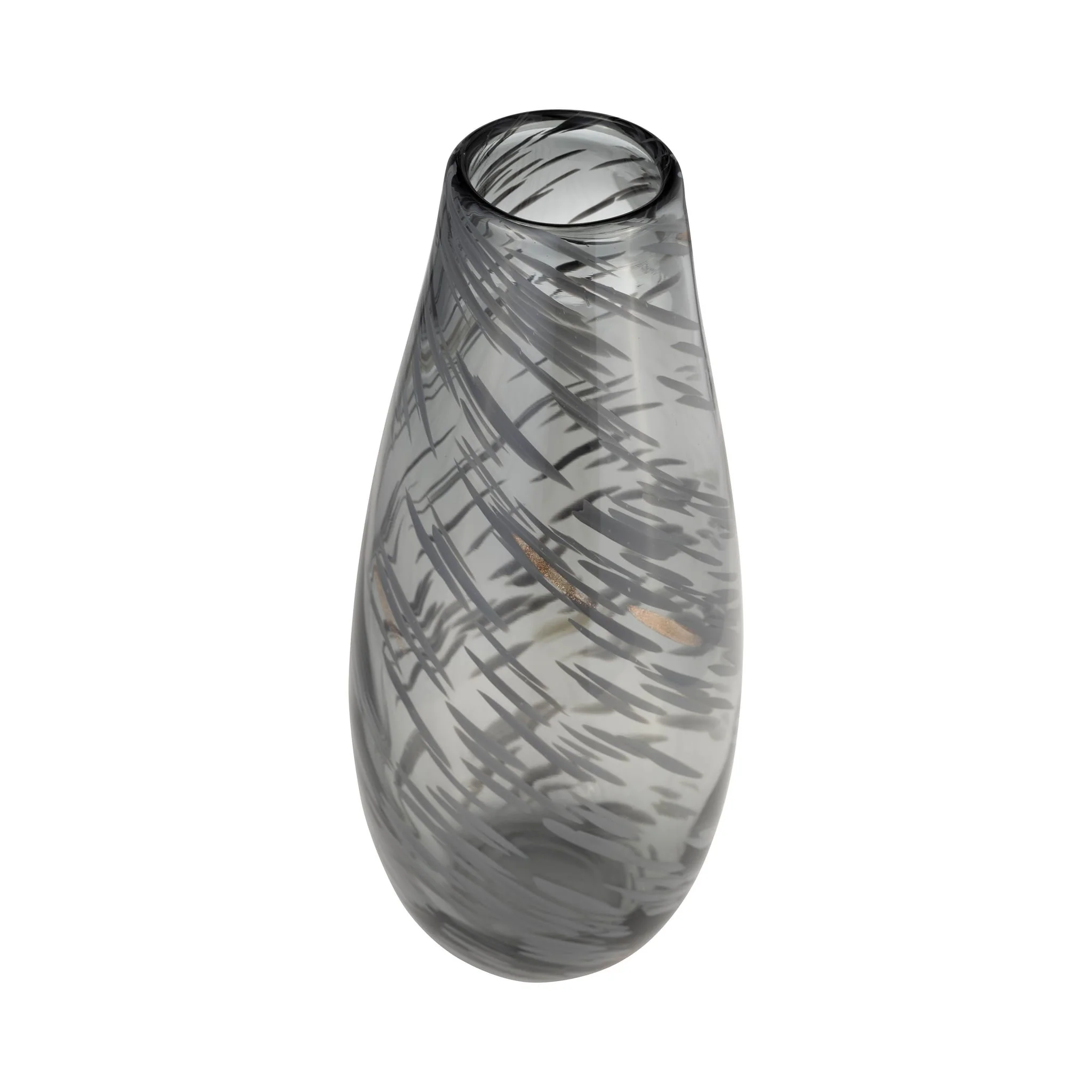 Glass, 15"h Swirl Vase, Black - Image 2