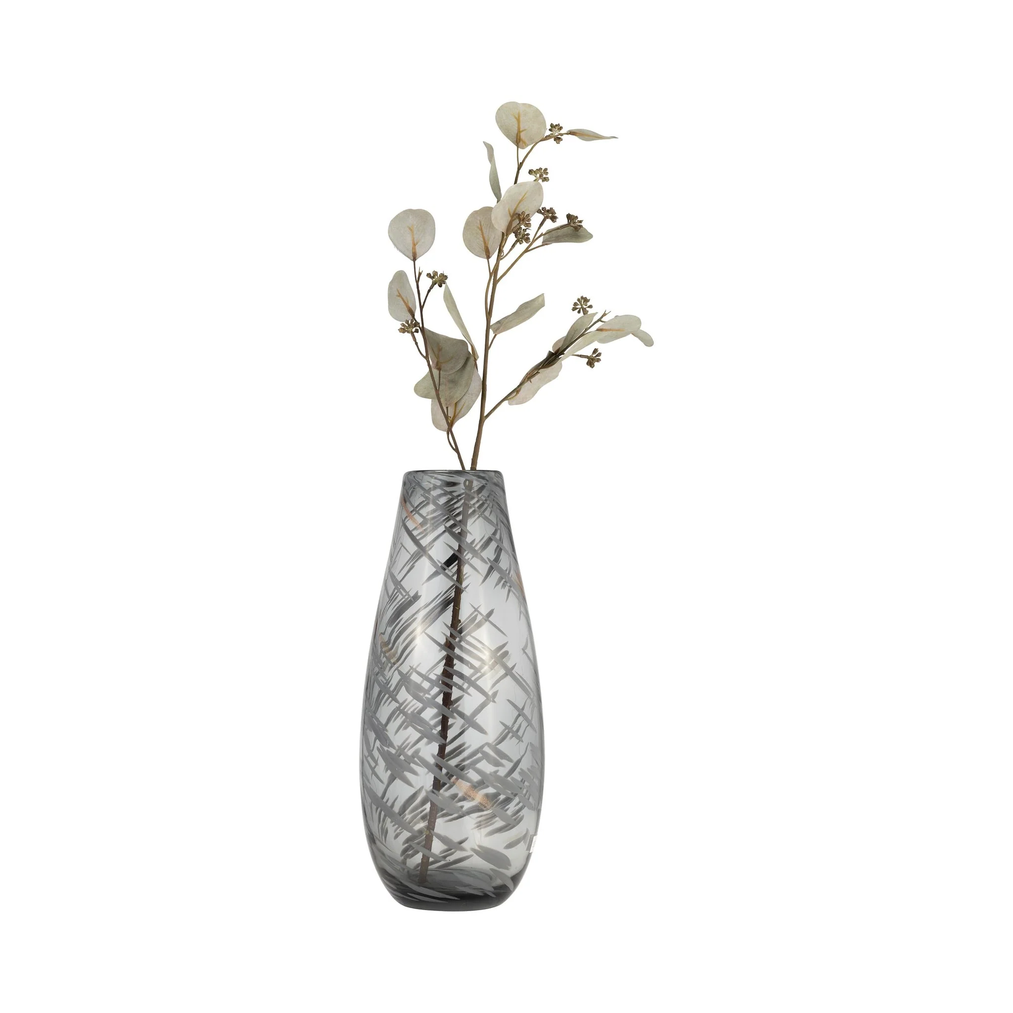 Glass, 15"h Swirl Vase, Black - Image 3