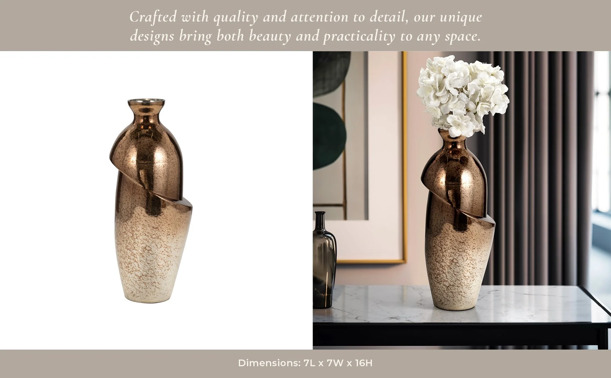 Glass, 16" Abstract Vase, Bronze - Image 12