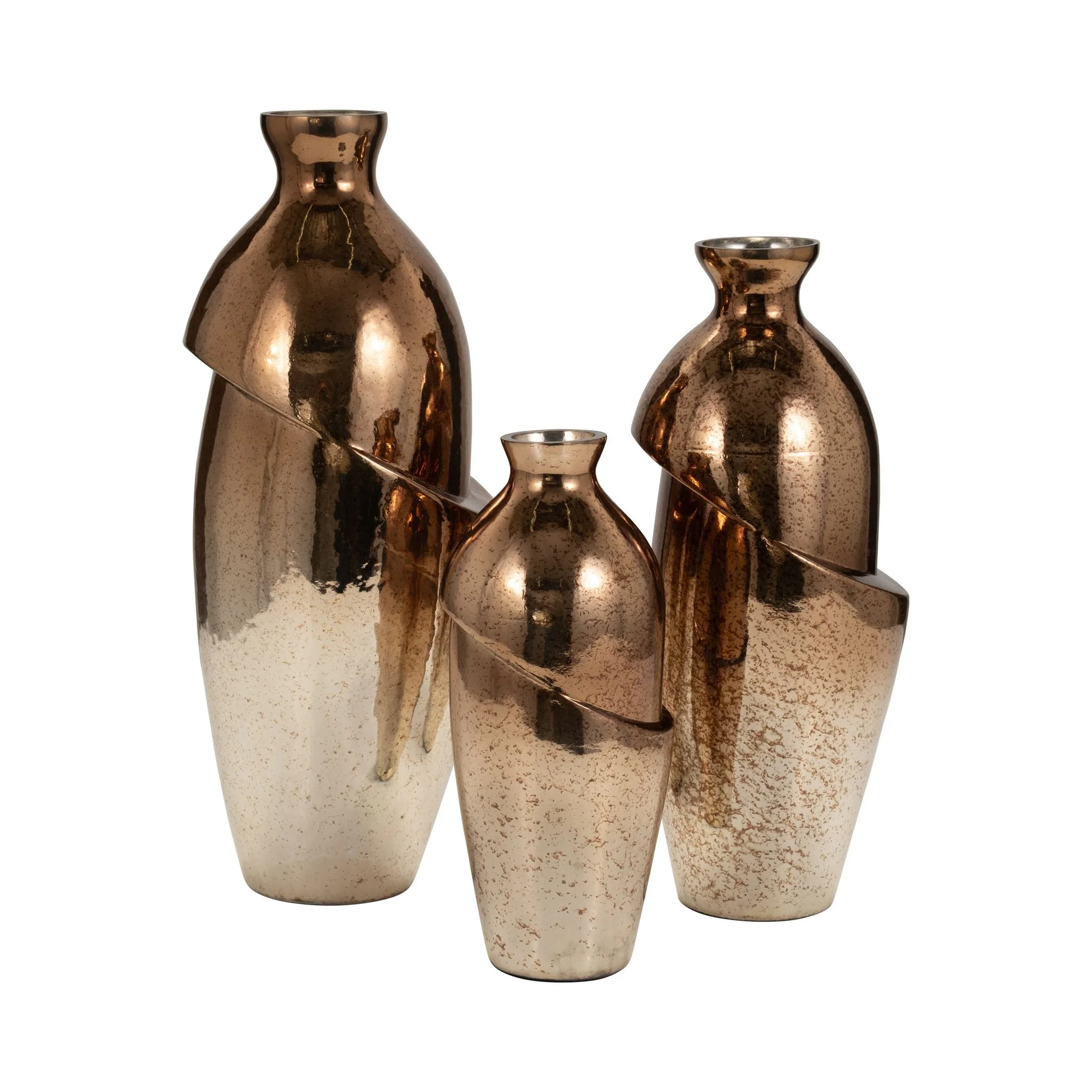 Glass, 16" Abstract Vase, Bronze - Image 8