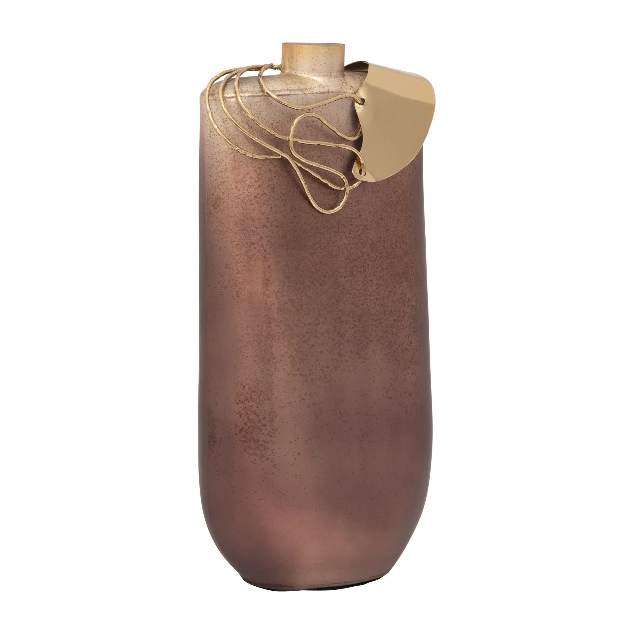 Glass, 16" Glamorous Vase W Necklace, Gold - Image 2