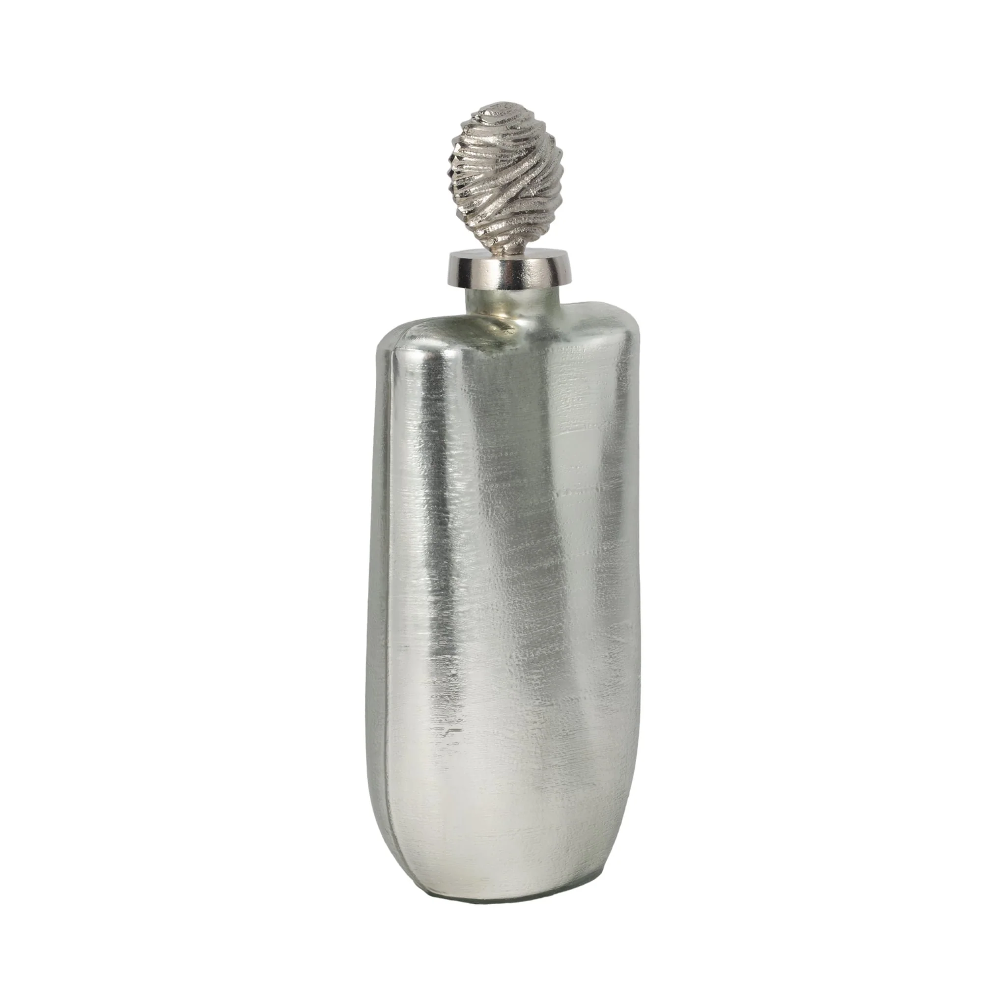 Glass, 16" Metallic Bottle Orb Topper, Silver - Image 2