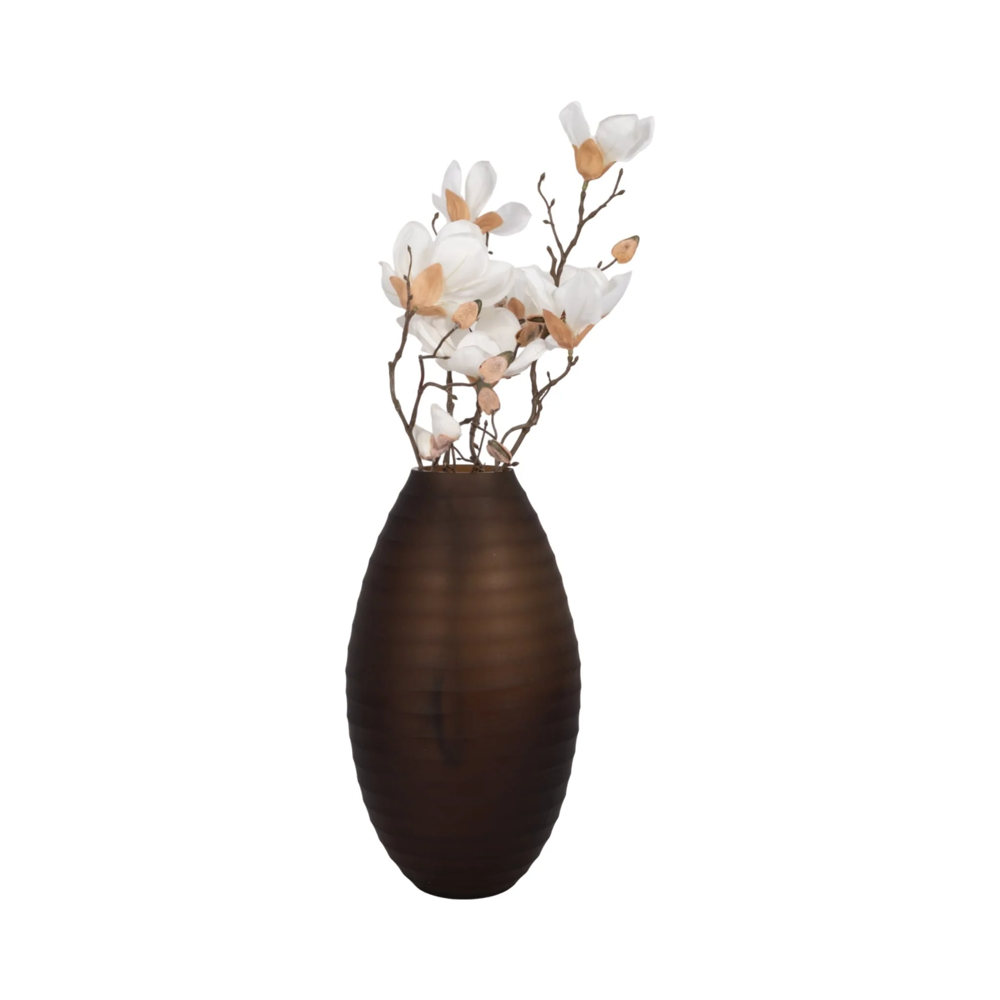 Glass, 16" Ridged Urn Vase, Champagne - Image 2