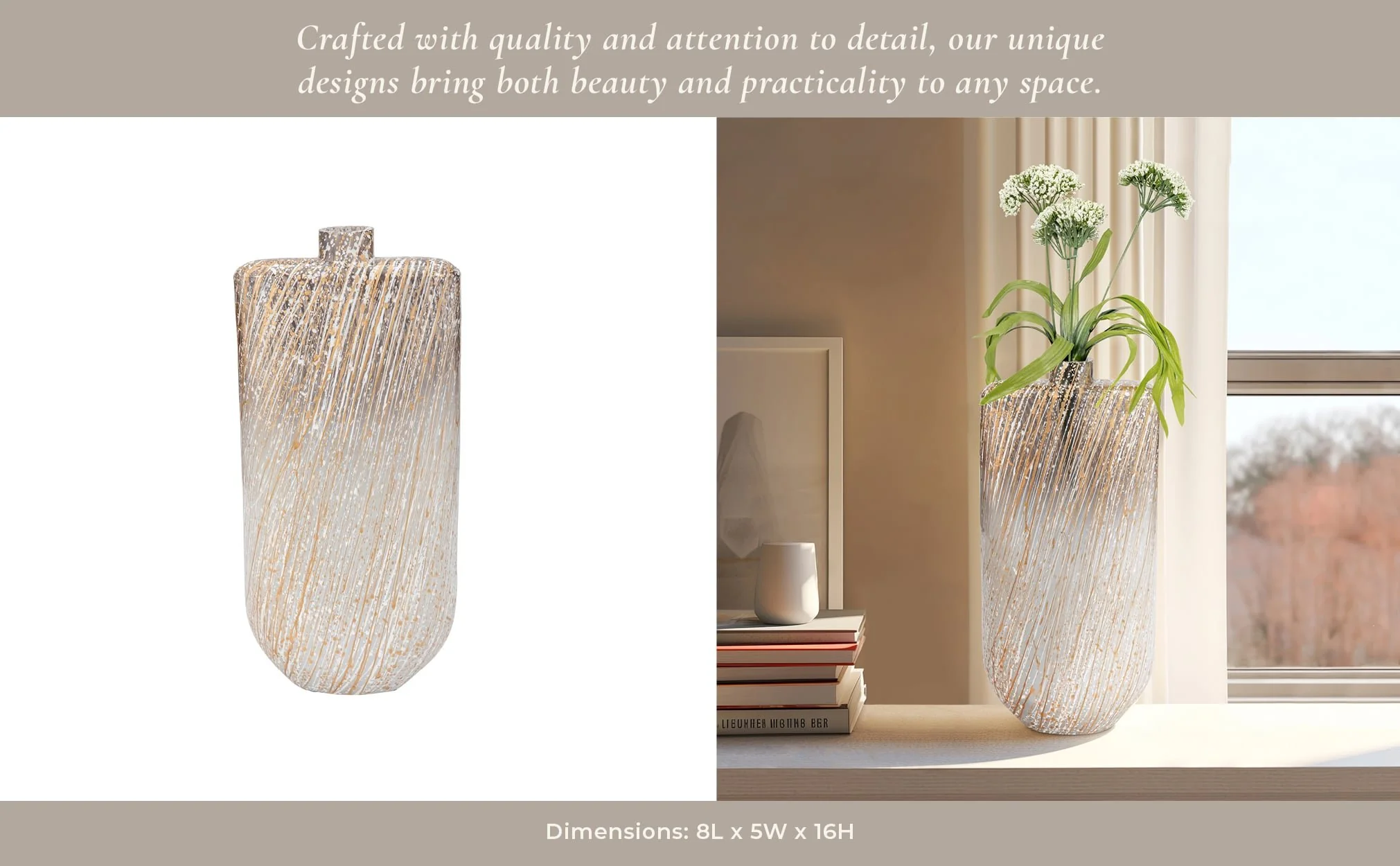 Glass,16",striped Stained Vase,multi - Image 12