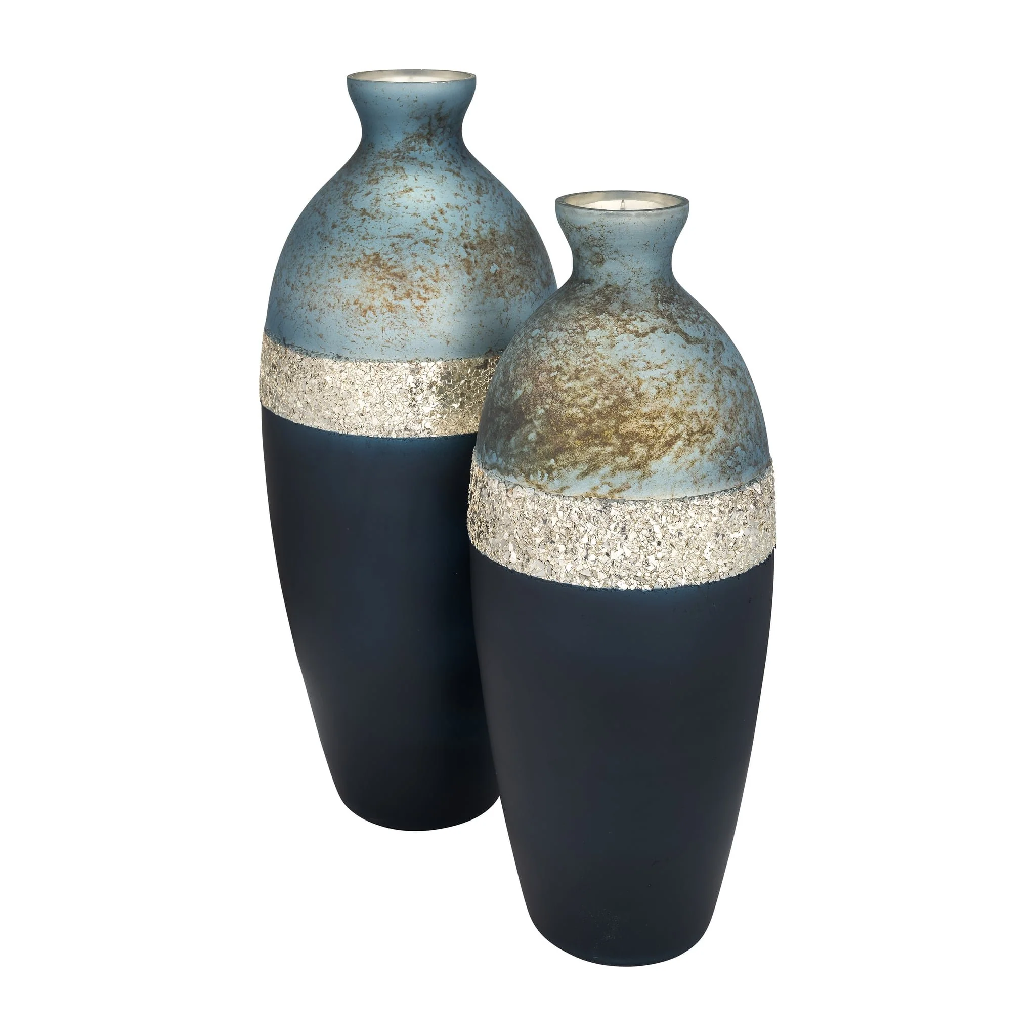 Glass, 16" Tri-colored Glittered Vase, Multi - Image 7