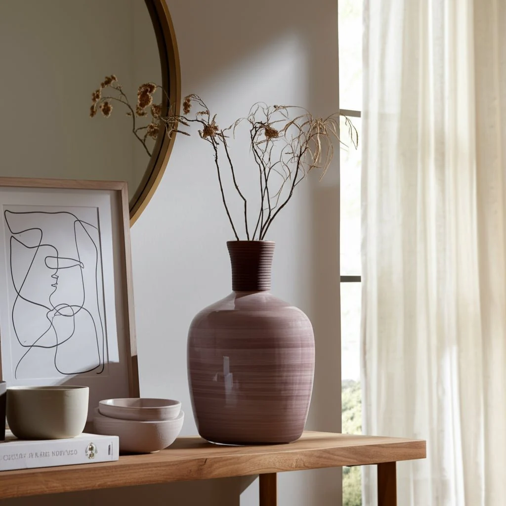 Glass, 16" Wooden Top Vase, Blush - Image 11