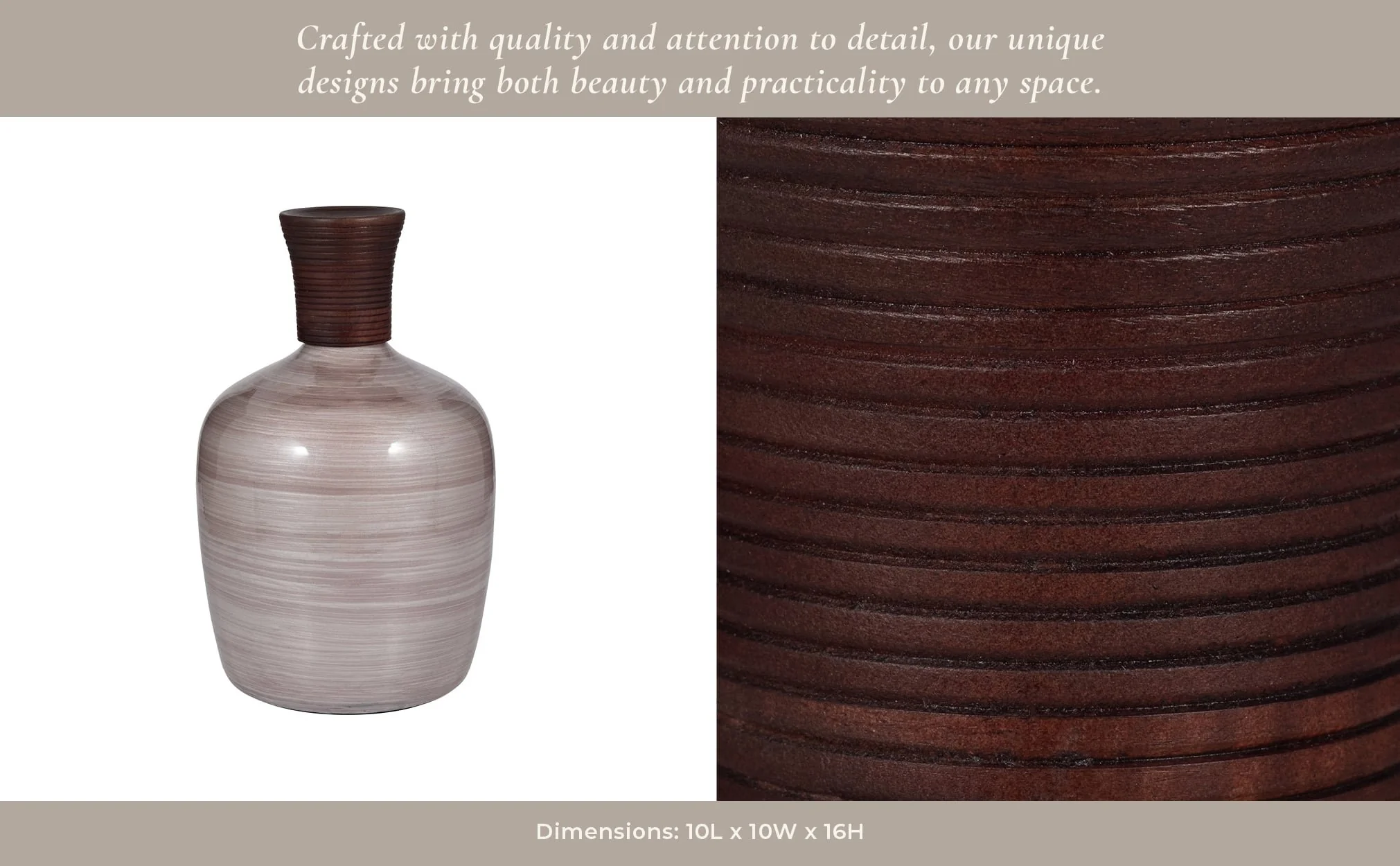 Glass, 16" Wooden Top Vase, Blush - Image 13