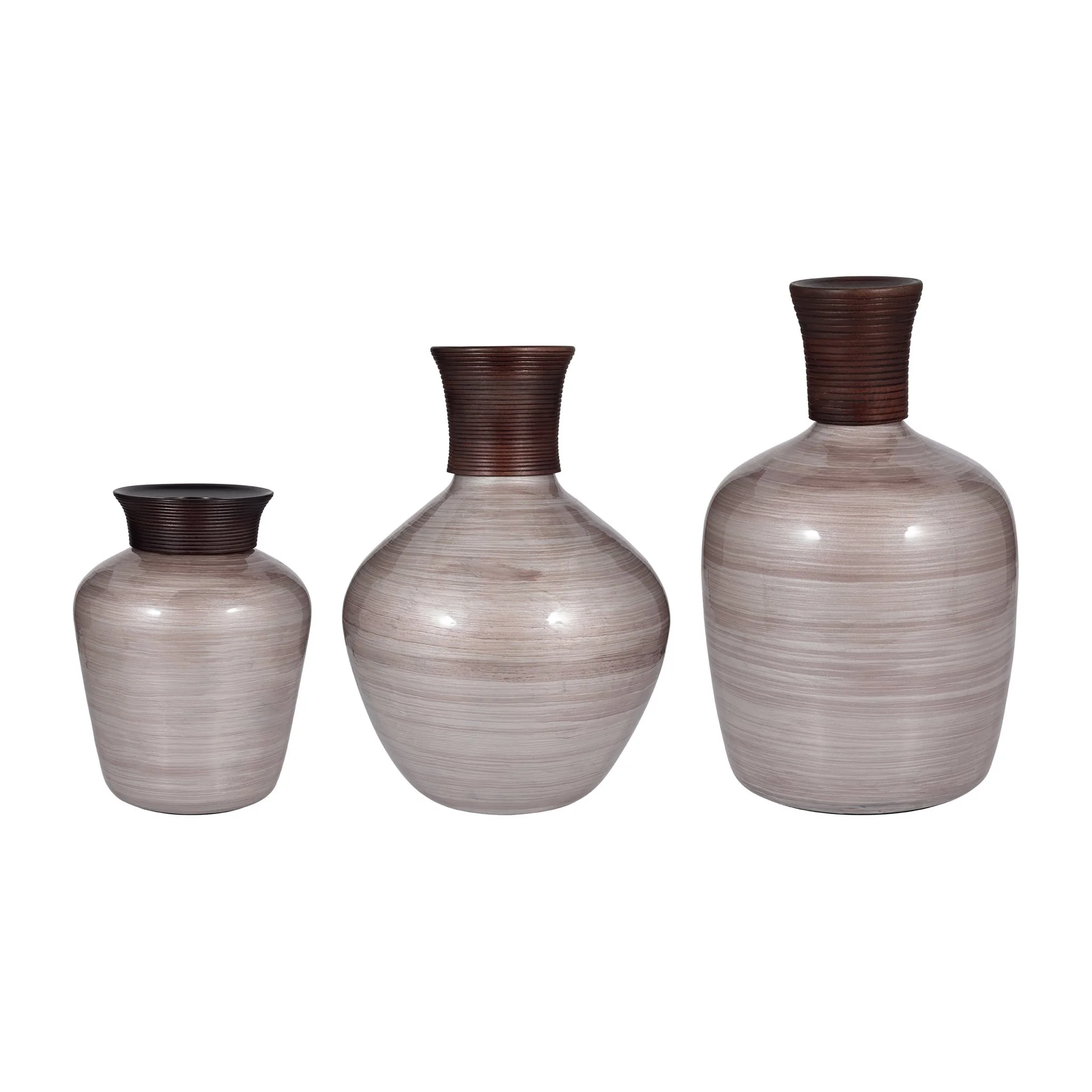 Glass, 16" Wooden Top Vase, Blush - Image 7