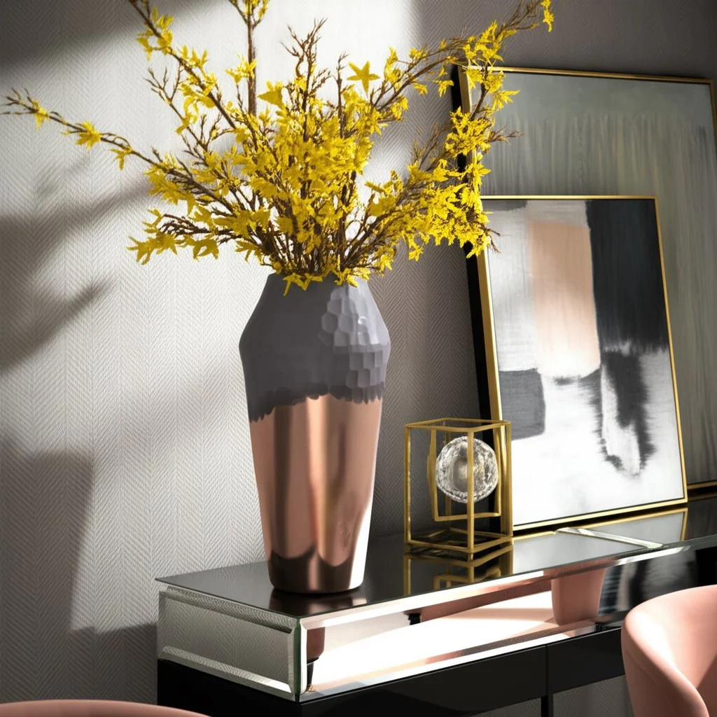Glass, 17" 2-tone Hand-cut Vase, Metallic - Image 12