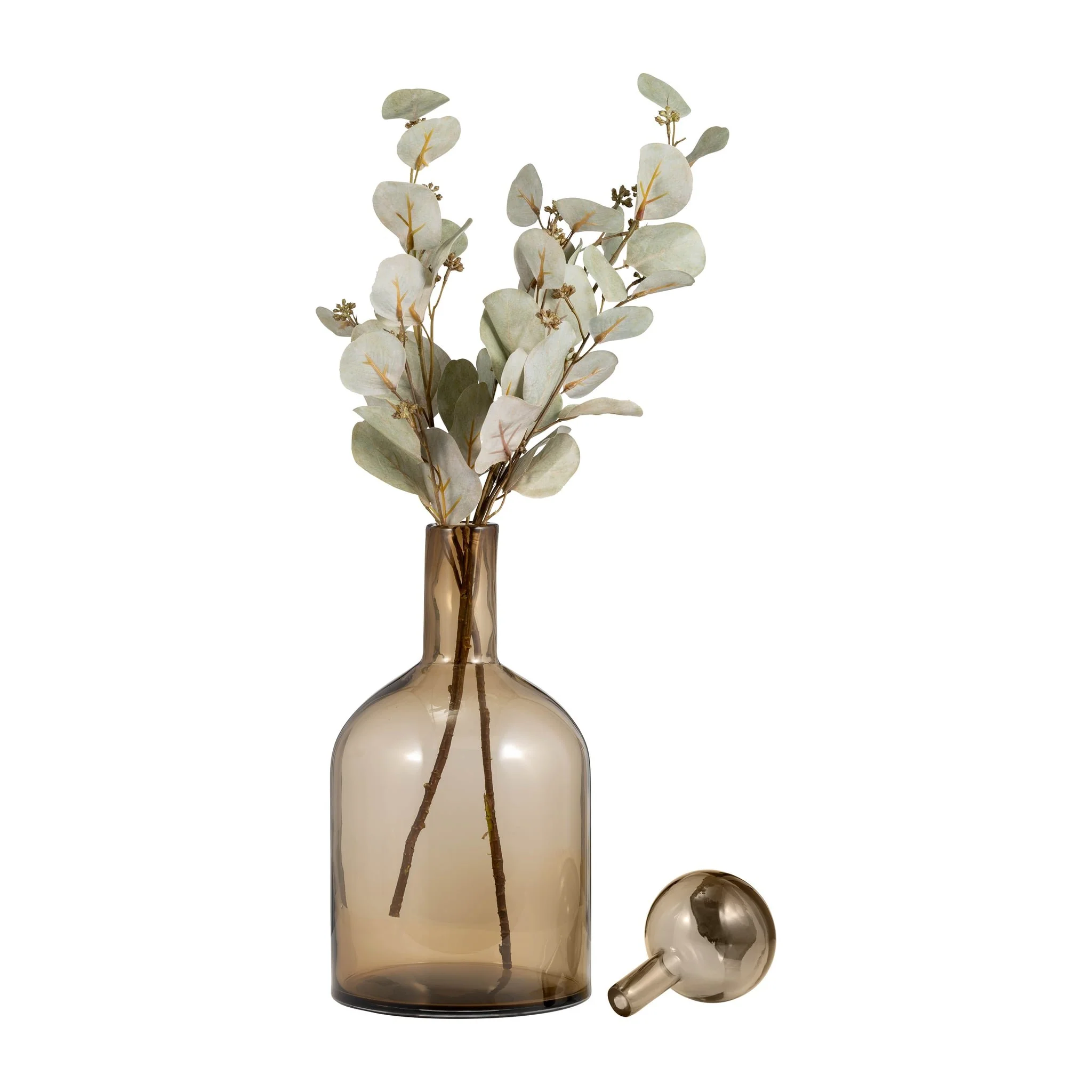 Glass, 17" Bottle W/ Stopper Taupe - Image 2