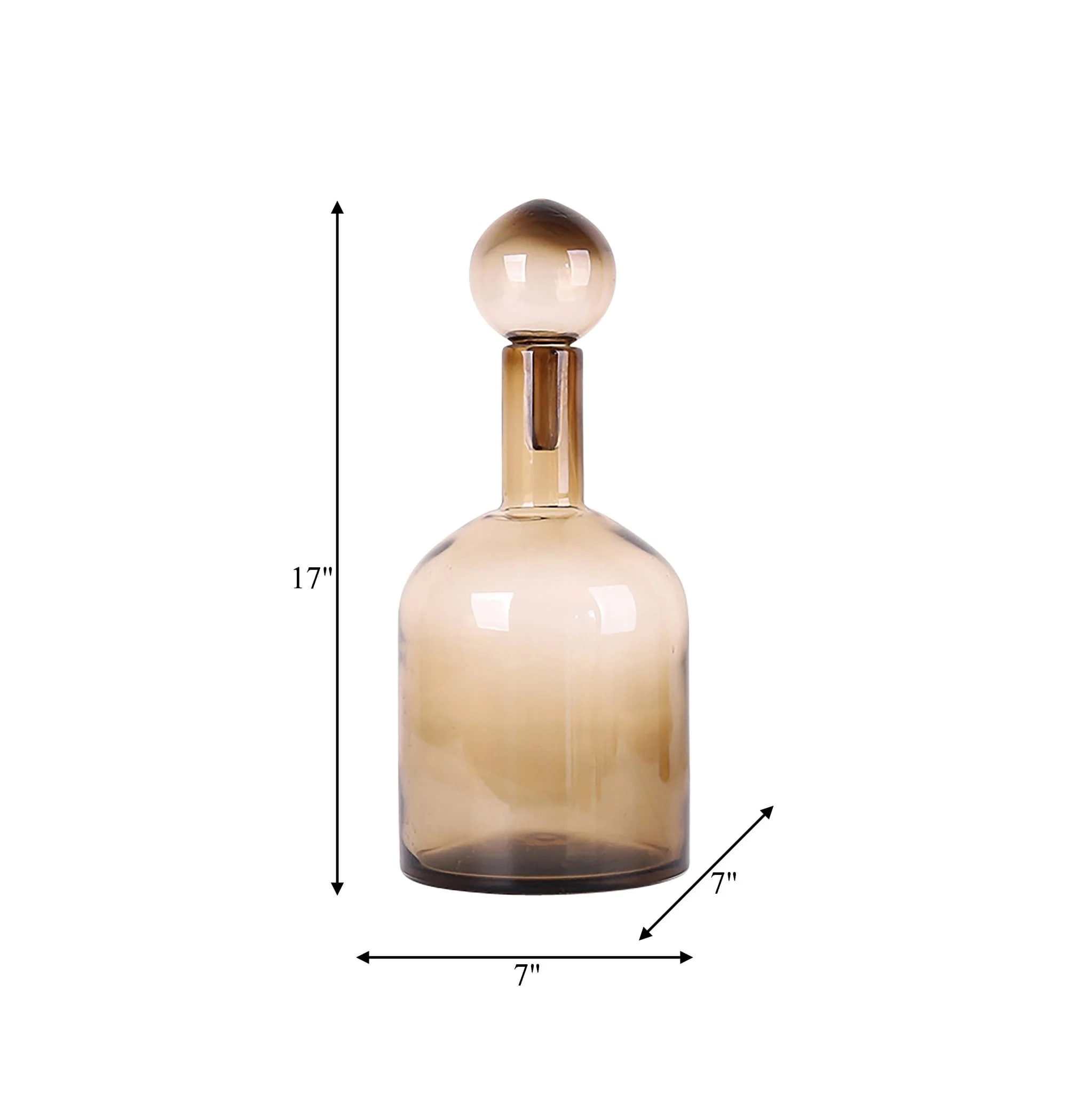 Glass, 17" Bottle W/ Stopper Taupe - Image 7