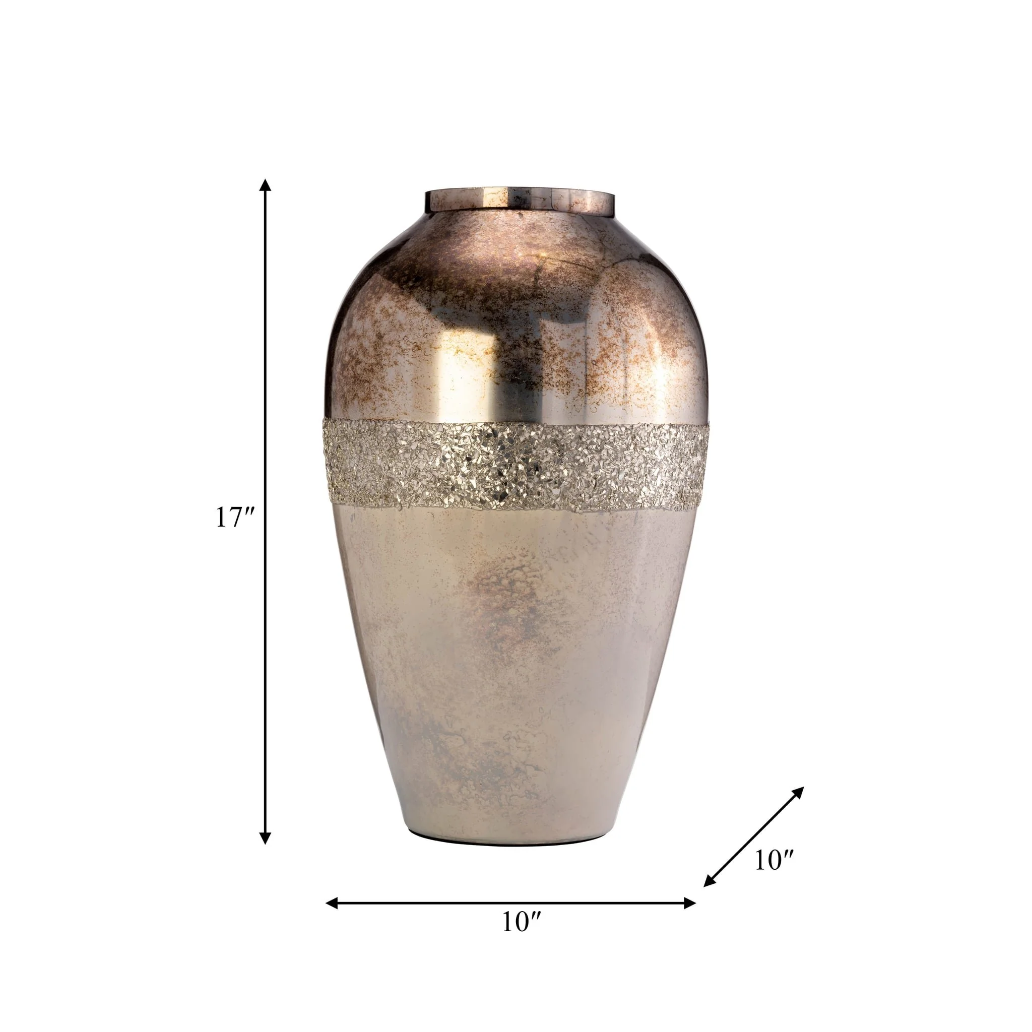 Glass, 17" Metallic Vase, Champagne - Image 9