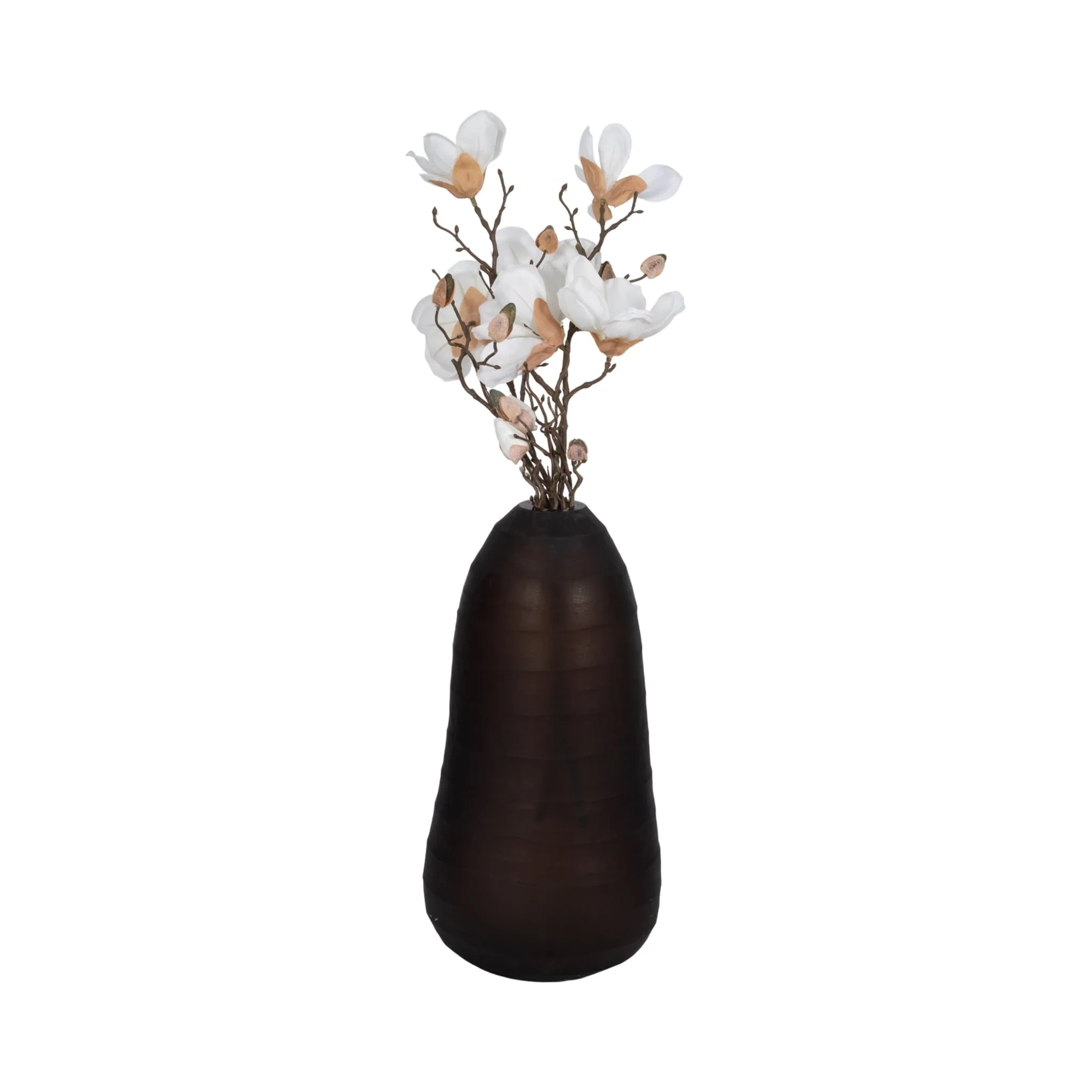 Glass, 17" Ridged Vase, Smokey Brown - Image 2