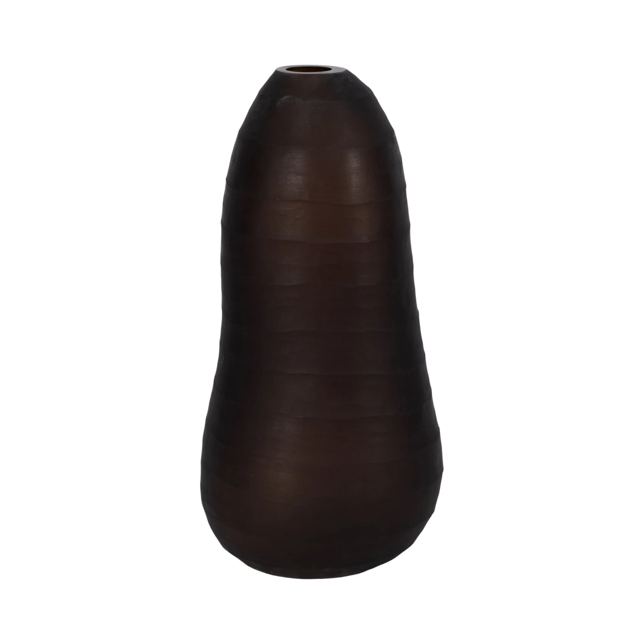 Glass, 17" Ridged Vase, Smokey Brown - Image 3