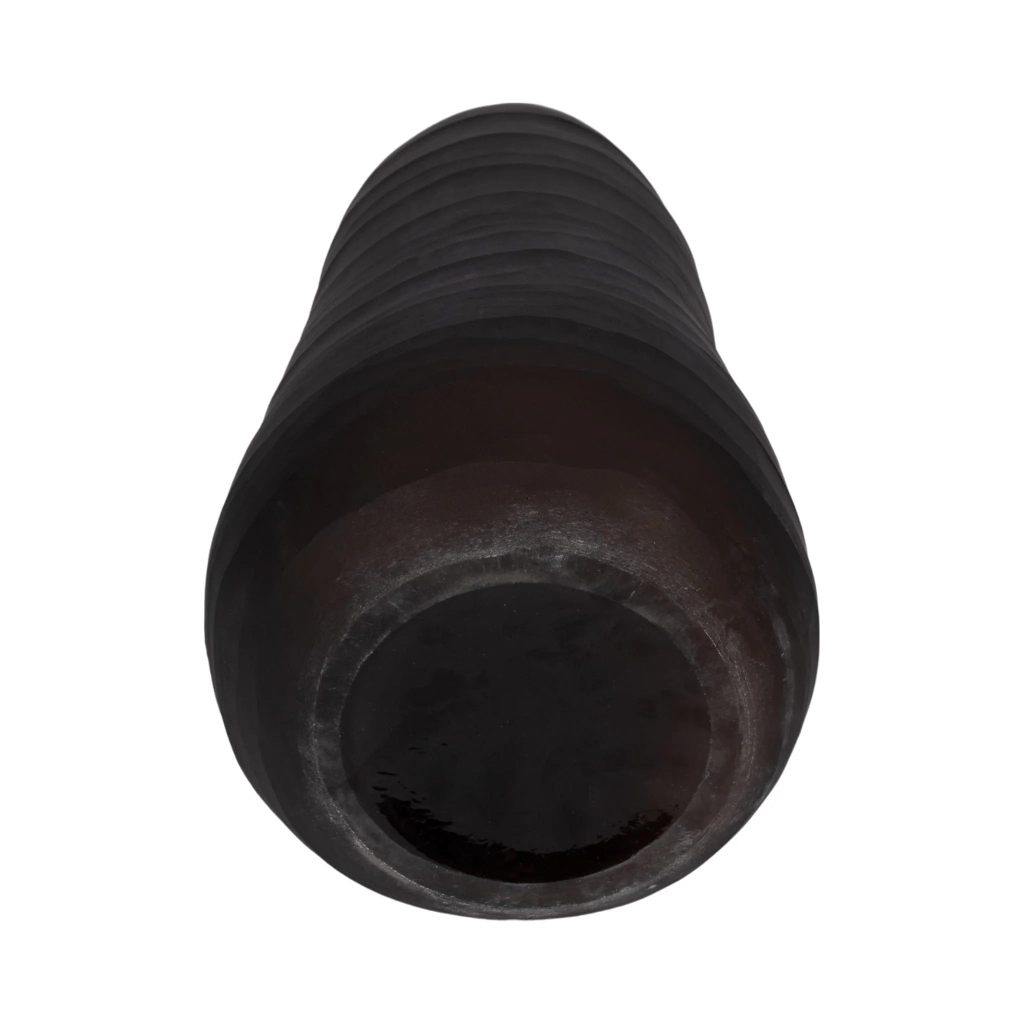 Glass, 17" Ridged Vase, Smokey Brown - Image 6
