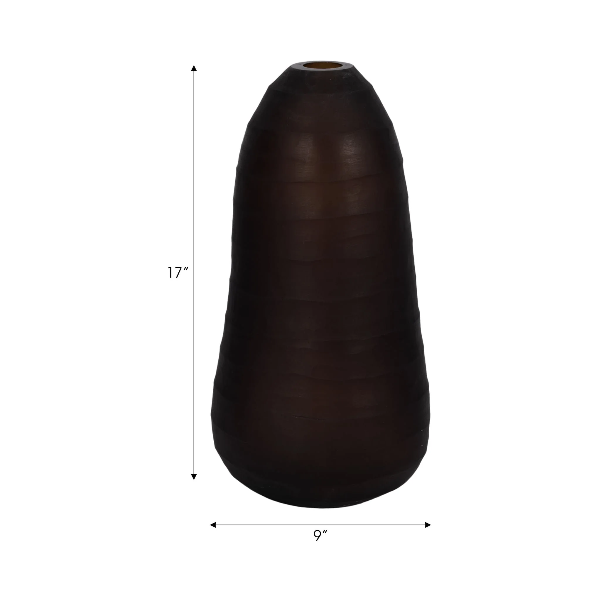 Glass, 17" Ridged Vase, Smokey Brown - Image 7