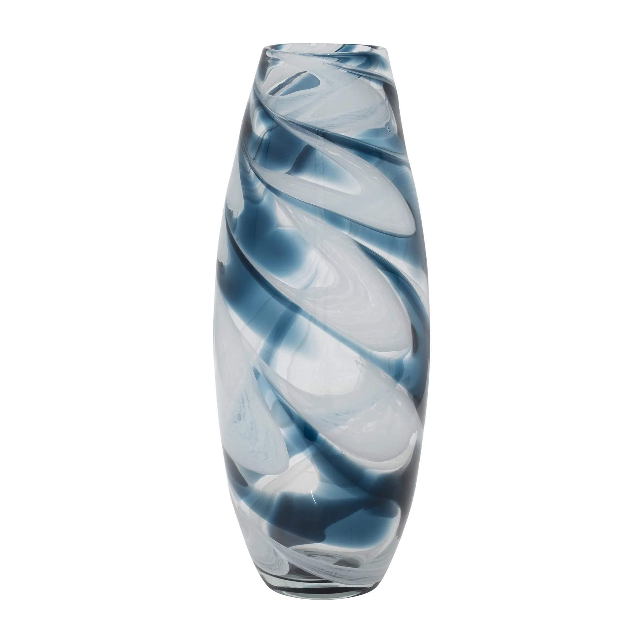 Glass, 17" Swirl Vase, Blue - Image 2