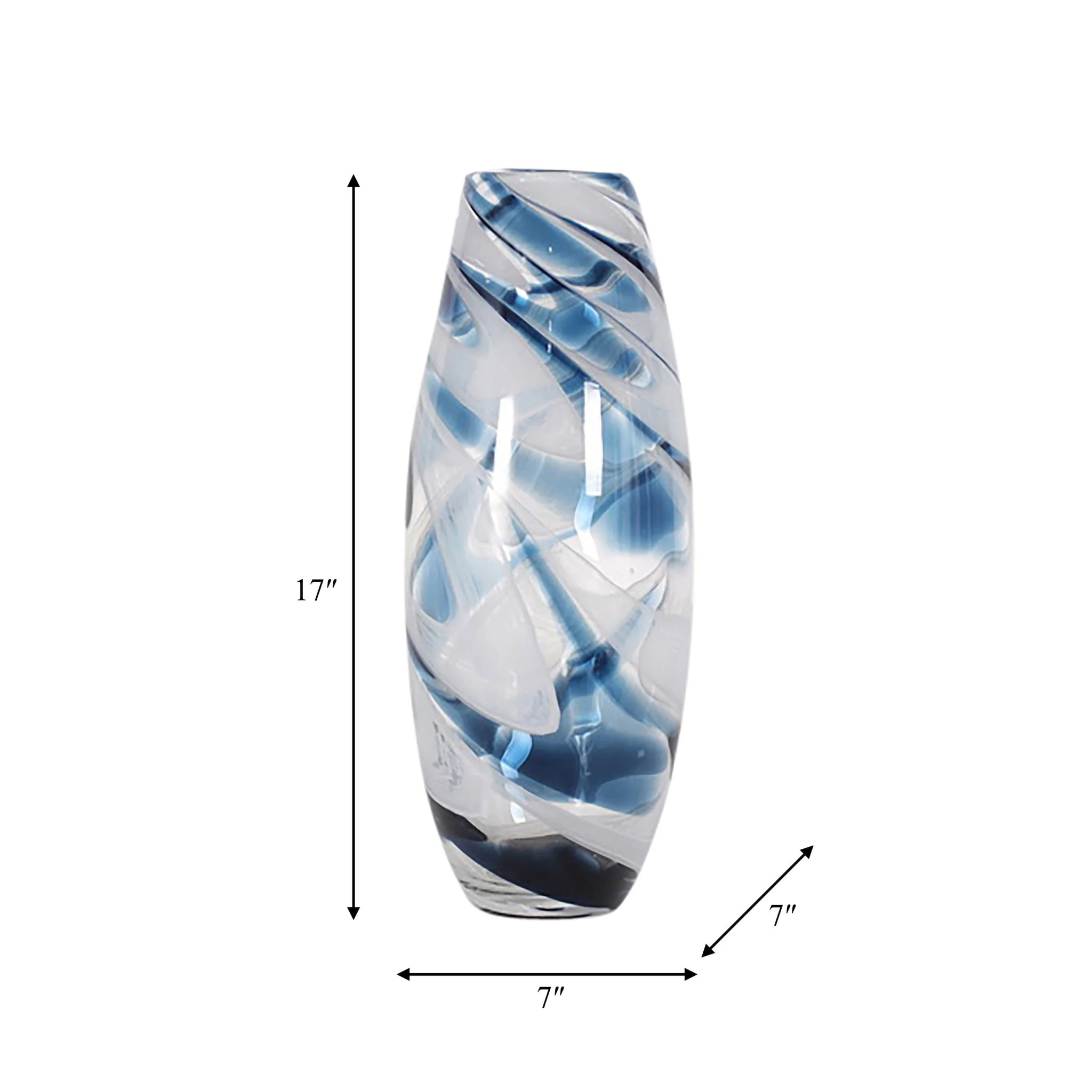 Glass, 17" Swirl Vase, Blue - Image 8
