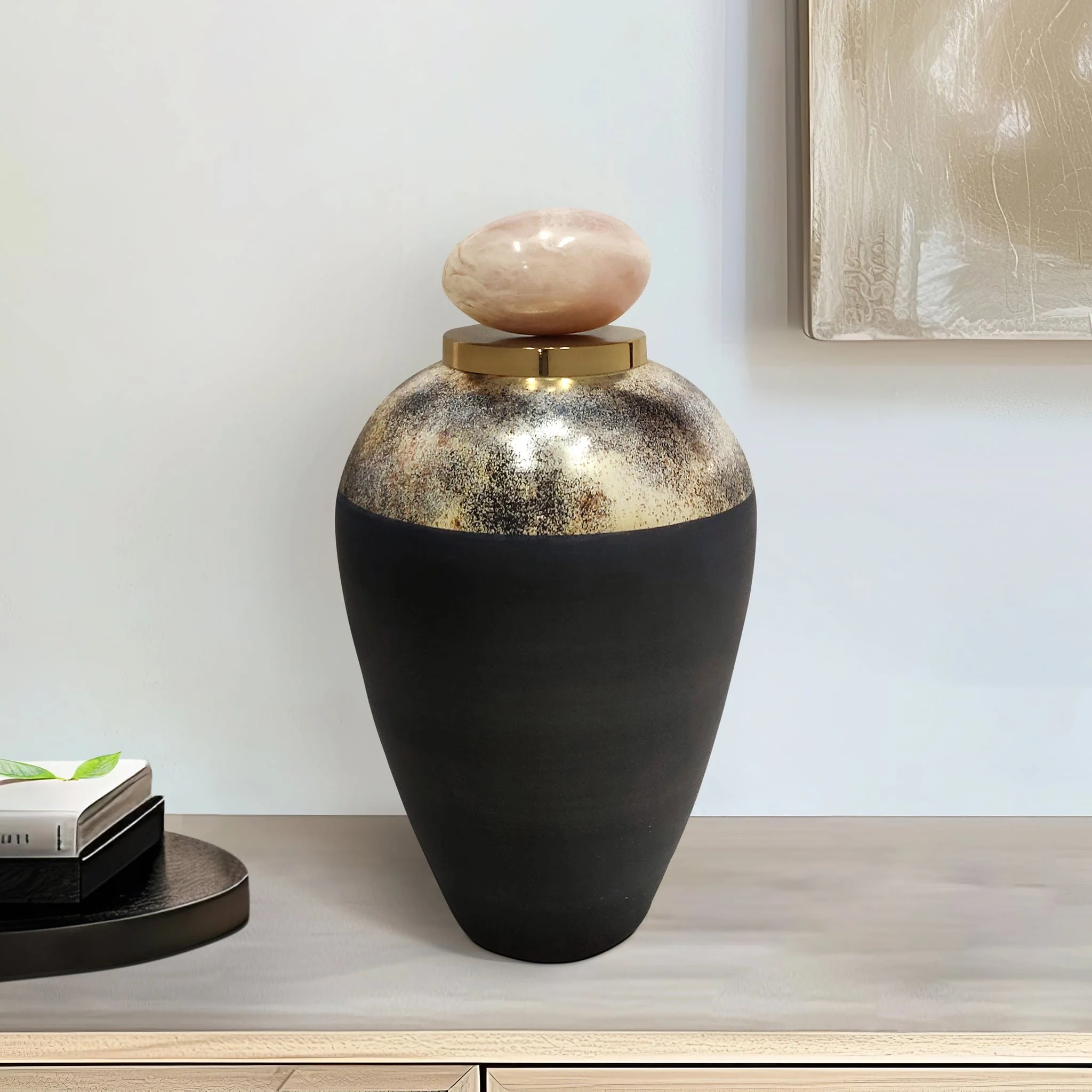 Glass, 17" Vase W/ Resin Topper, Gray - Image 10