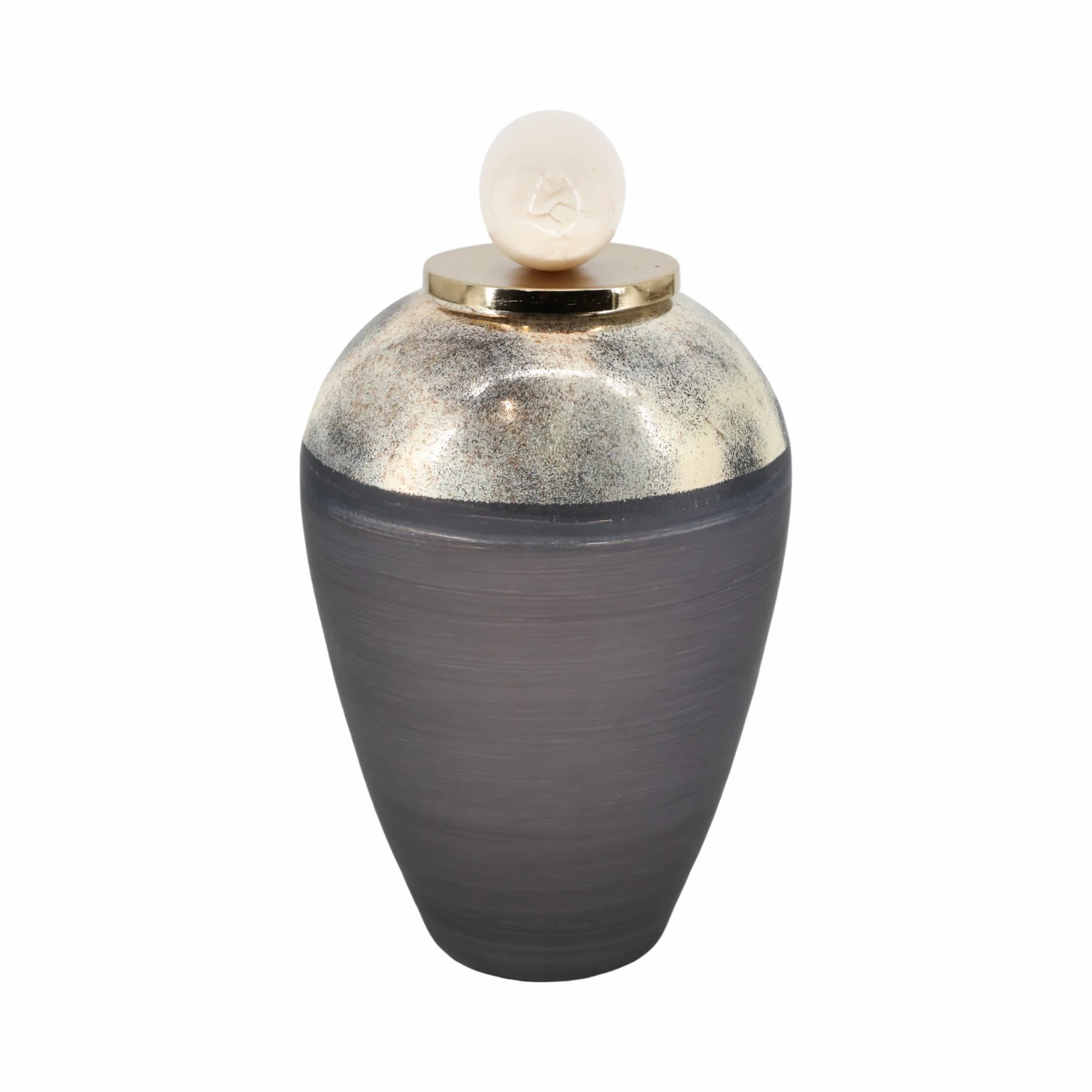 Glass, 17" Vase W/ Resin Topper, Gray - Image 3