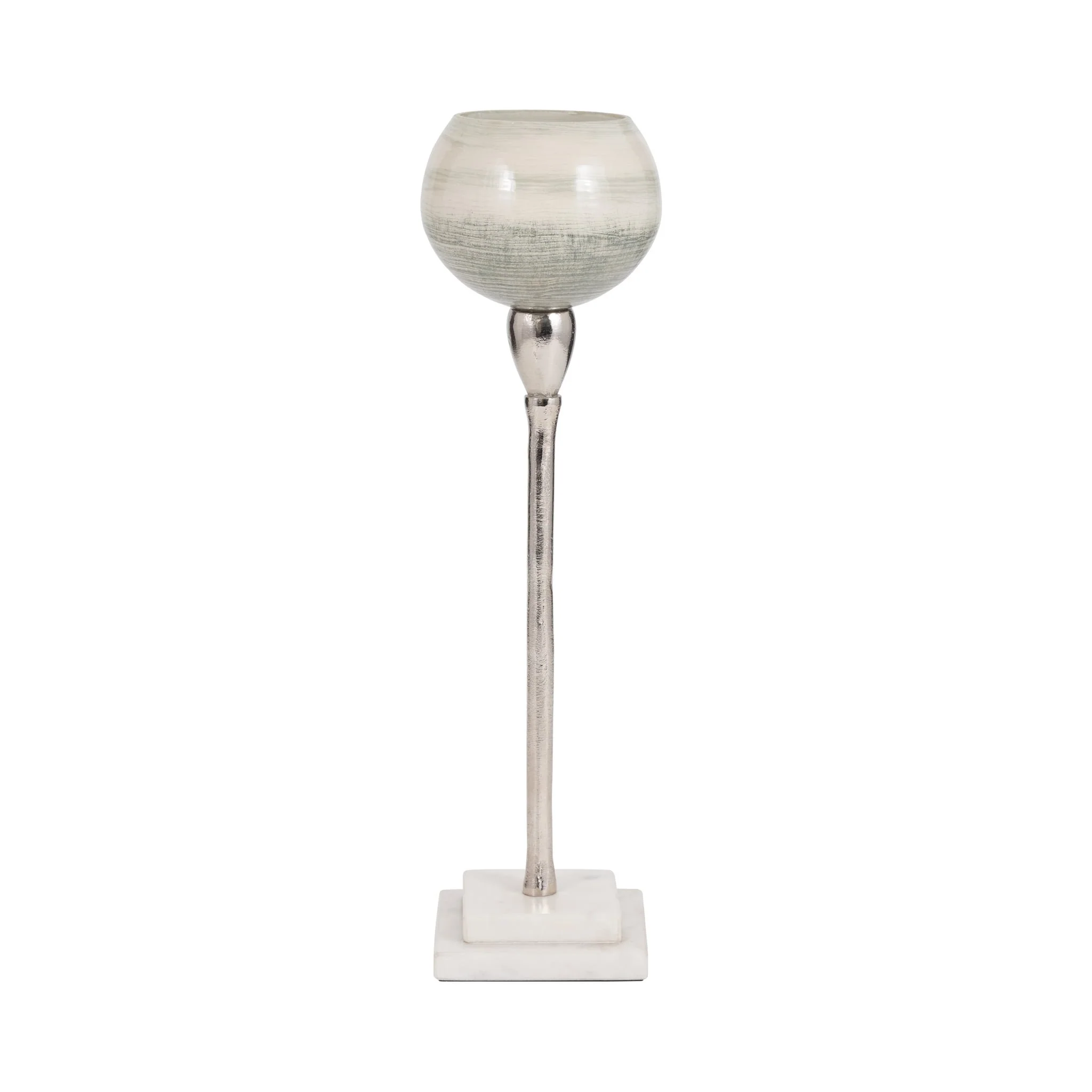 Glass, 17" Votive Holder W Marble Stand, Sage/silv - Image 3
