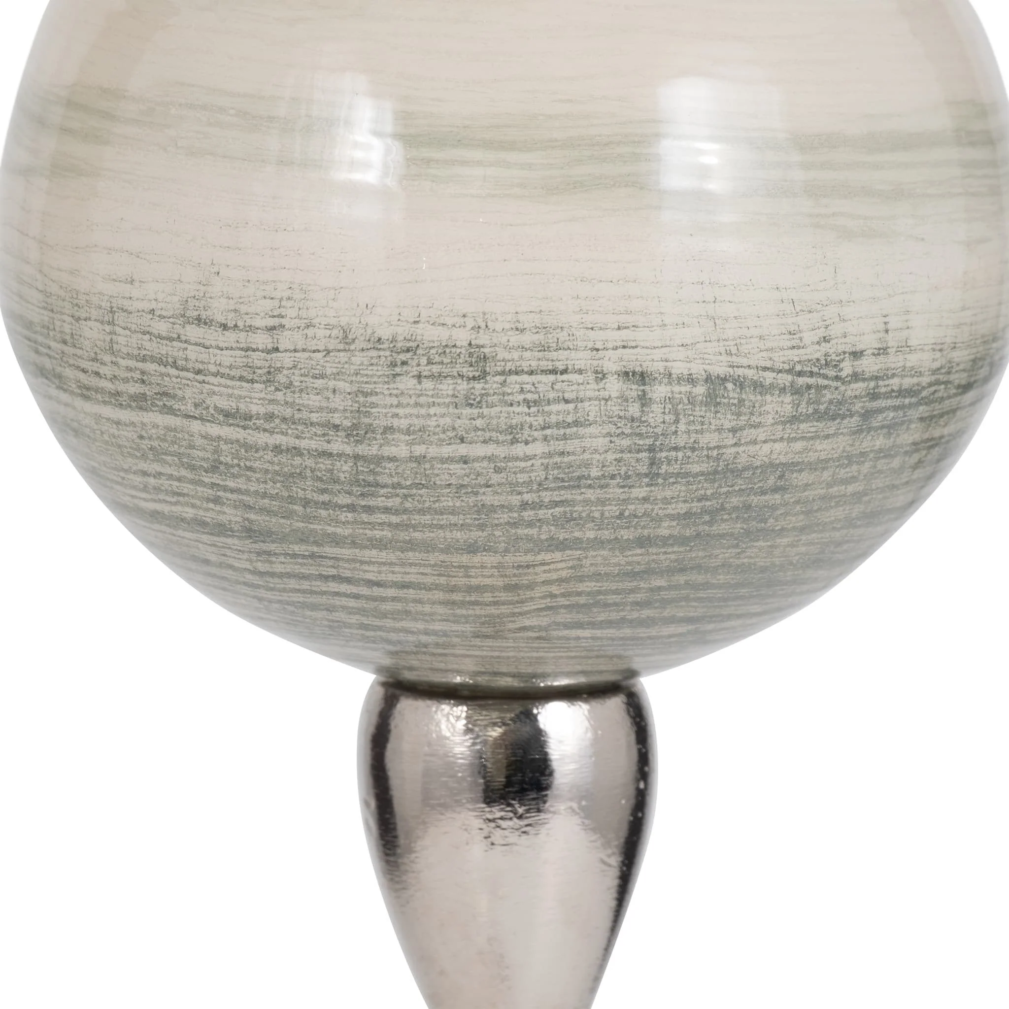 Glass, 17" Votive Holder W Marble Stand, Sage/silv - Image 4