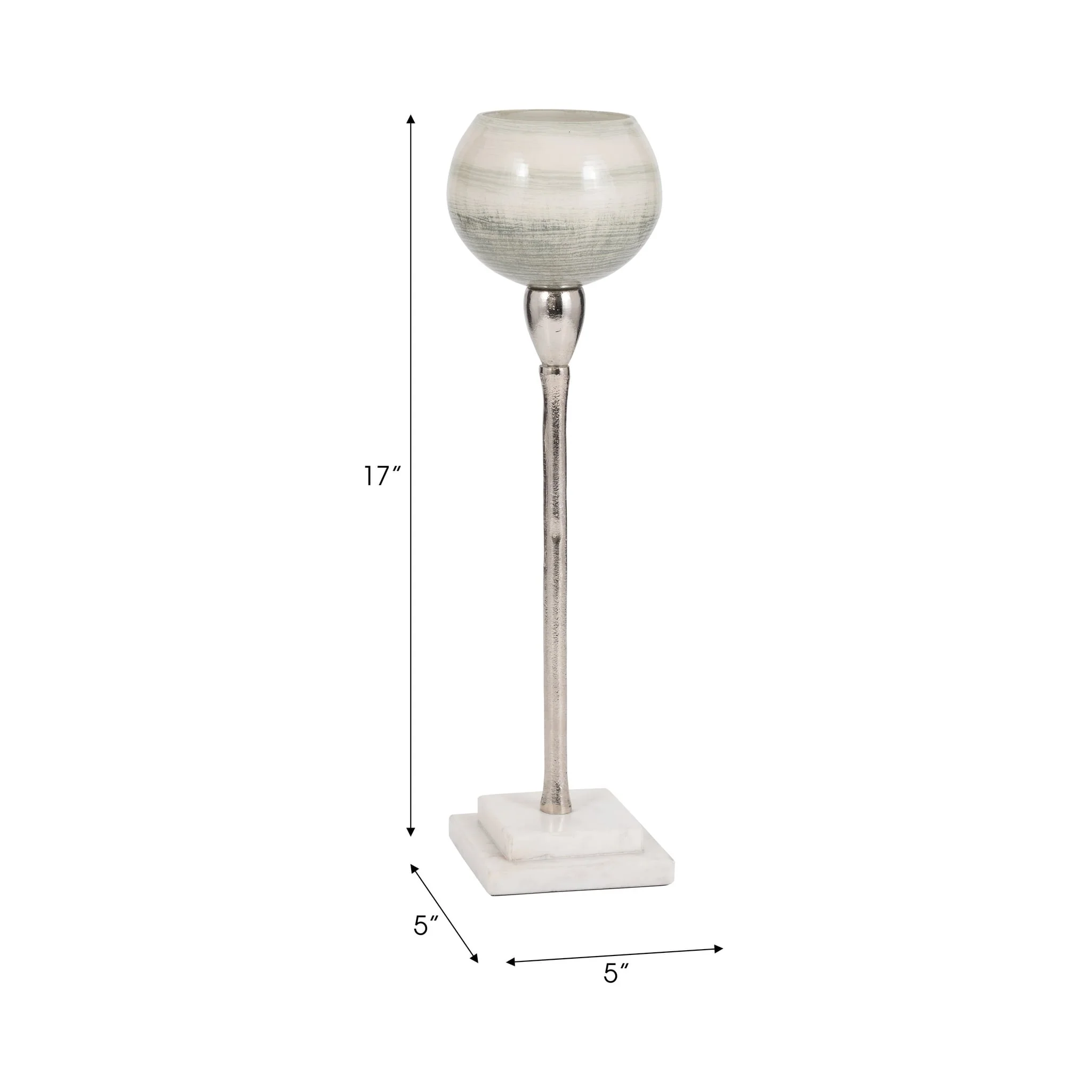 Glass, 17" Votive Holder W Marble Stand, Sage/silv - Image 8