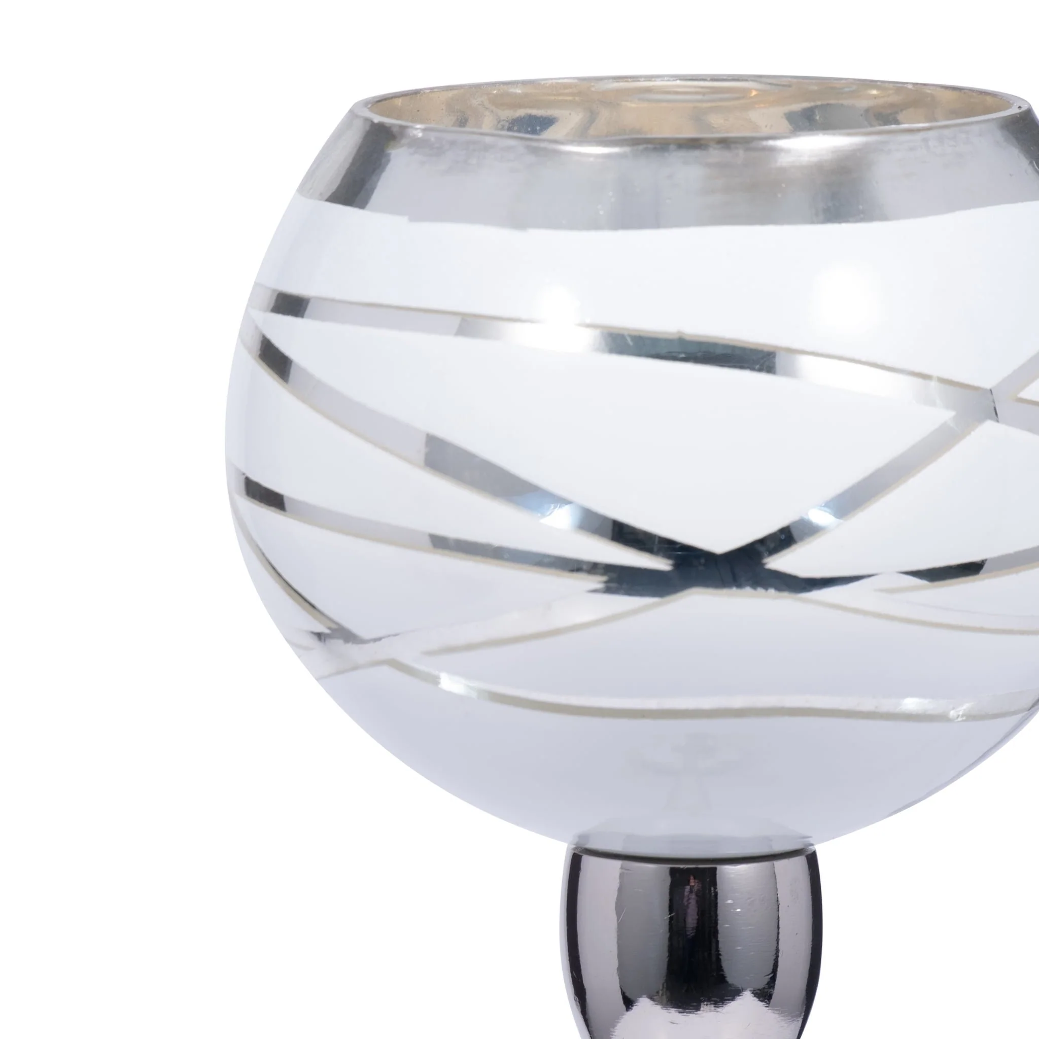Glass, 17" Votive Holder W/ Stand, White/silver - Image 3