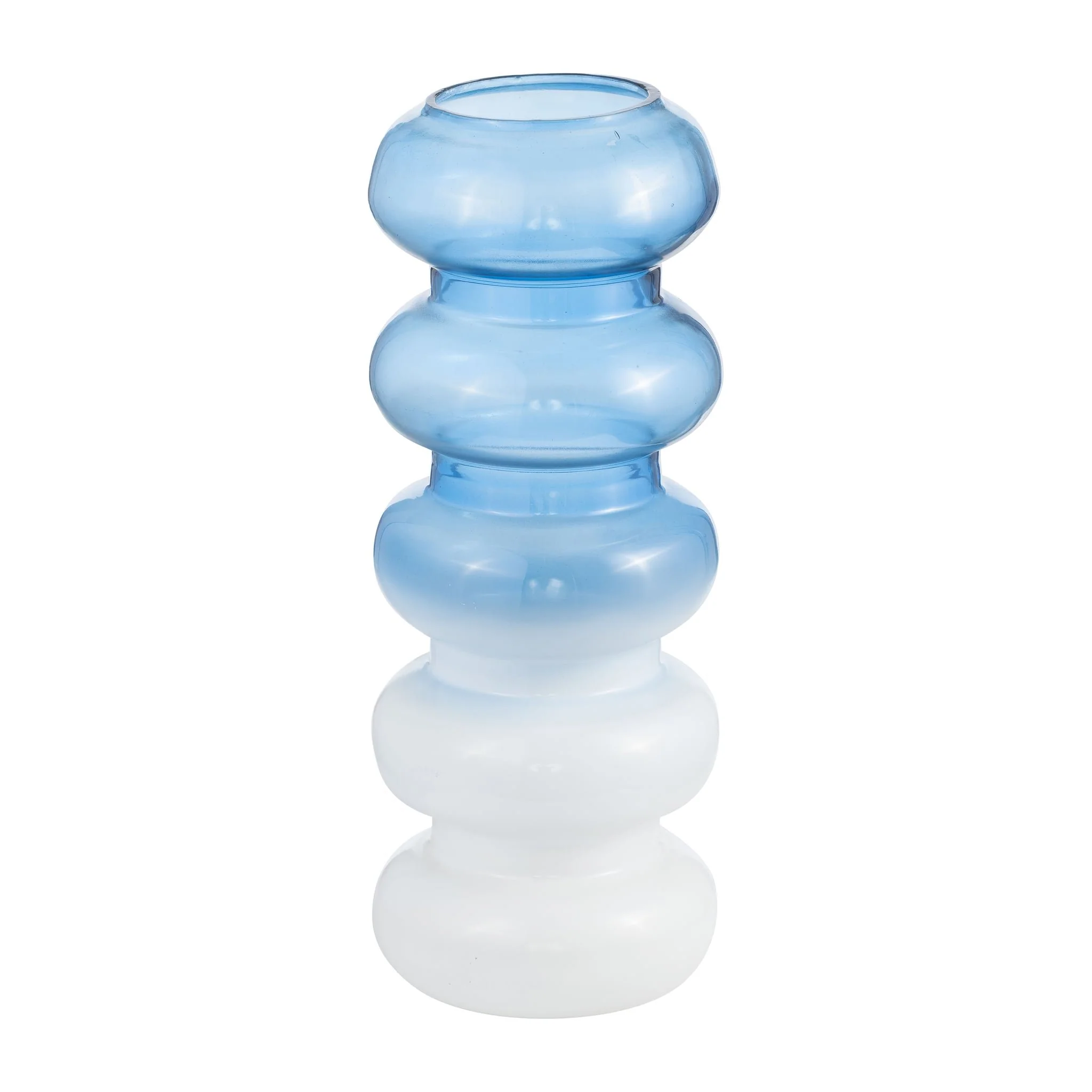 Glass, 17"h Accordion Vase, Blue - Image 2